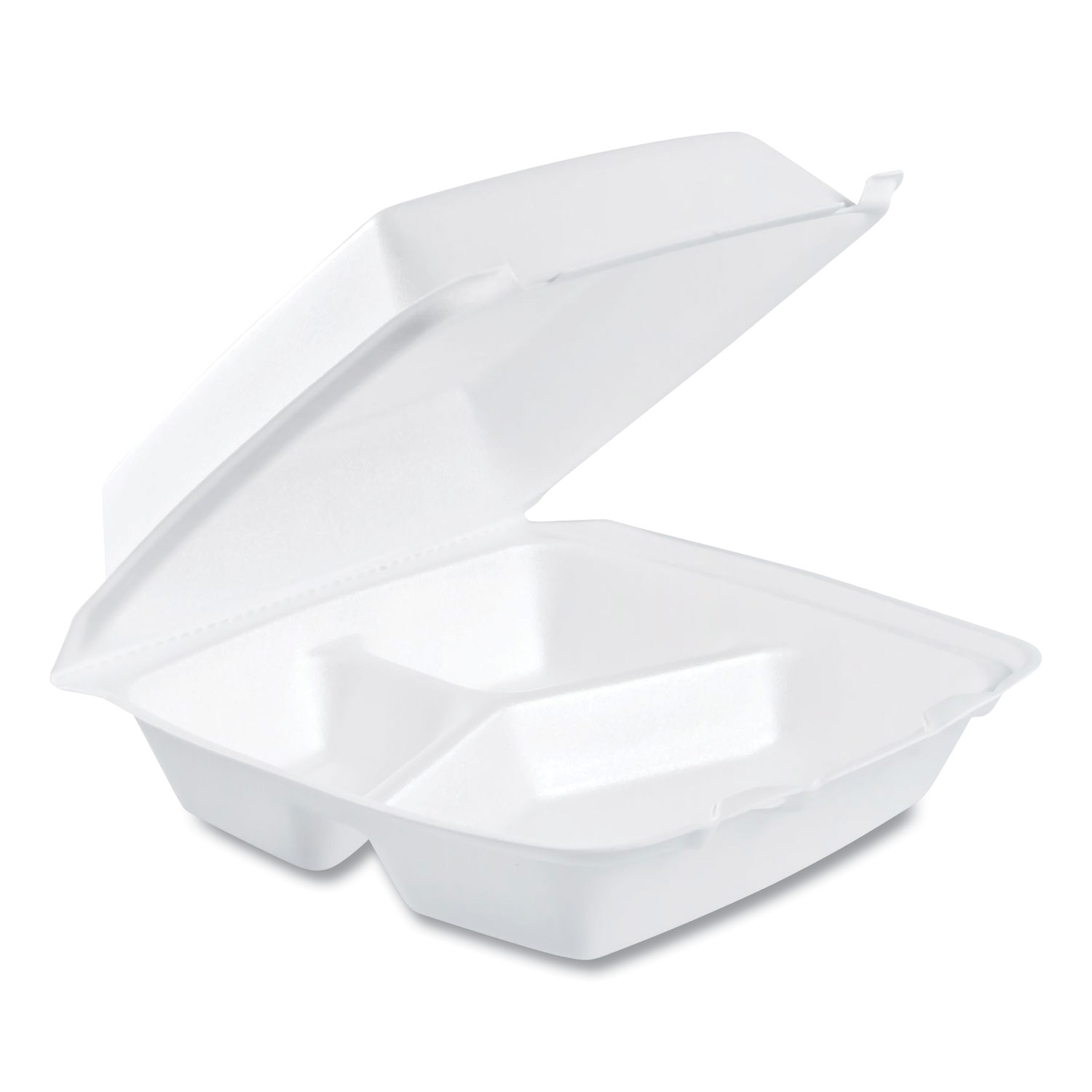  Dart 85HT3R Foam Container, Hinged Lid, 3-Comp, 8 3/8 x 7 7/8 x 3 1/4, 200/Carton (DCC85HT3R) 