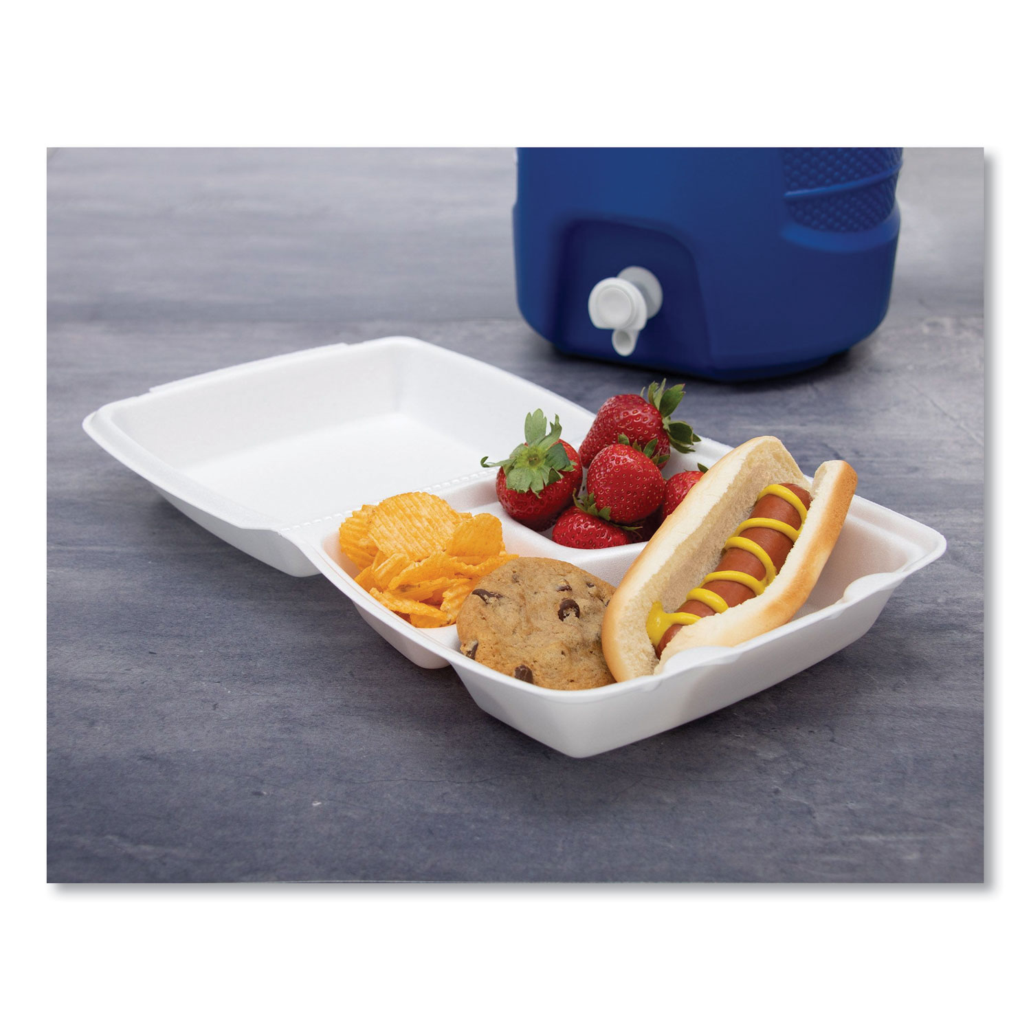 Dart Large 3-compartment Foam Carryout Trays