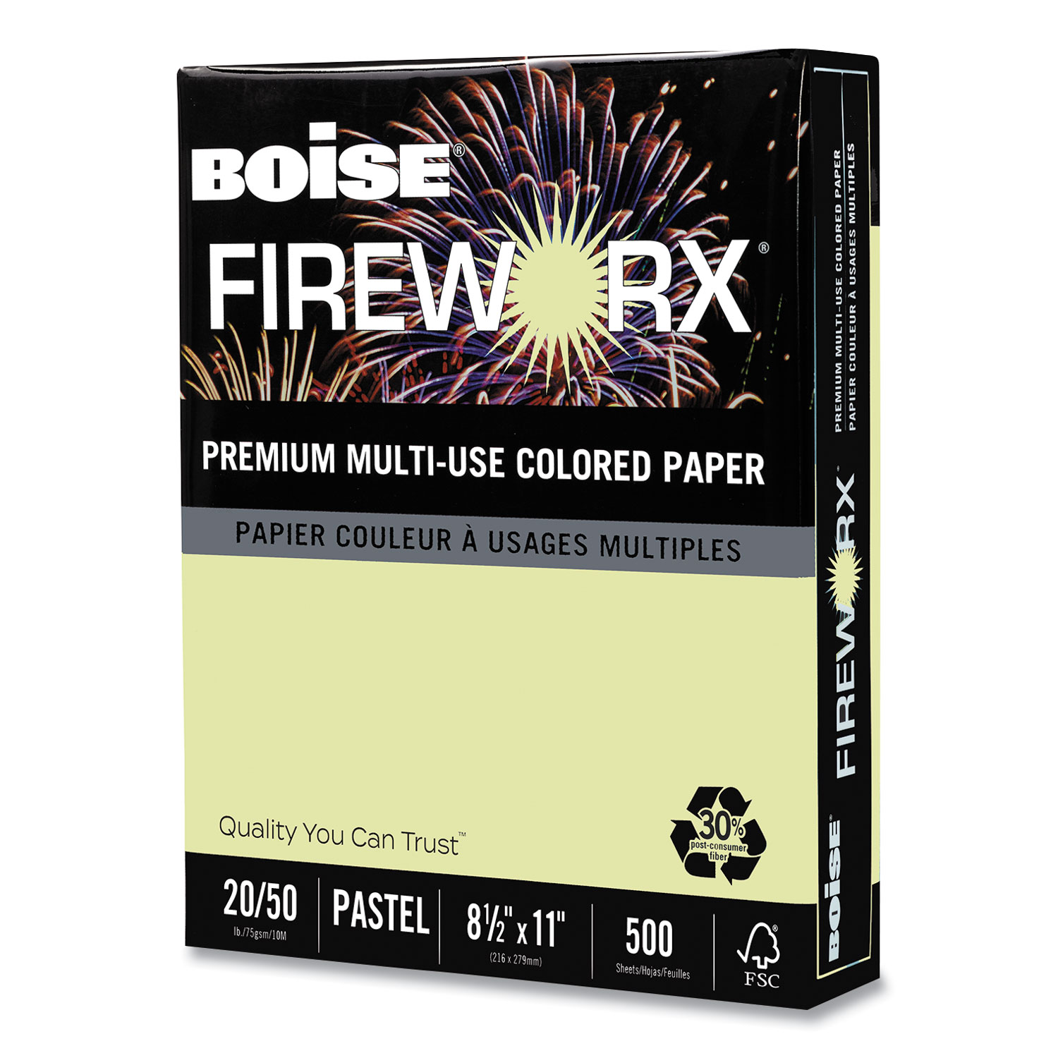  Boise MP2201-GS FIREWORX Premium Multi-Use Paper, 20lb, 8.5 x 11, Garden Springs Green, 500/Ream (CASMP2201GS) 