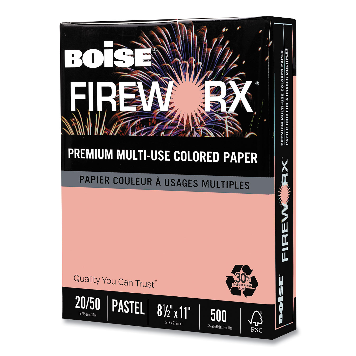  Boise MP2201-SN FIREWORX Premium Multi-Use Paper, 20lb, 8.5 x 11, Jammin' Salmon, 500/Ream (CASMP2201SN) 