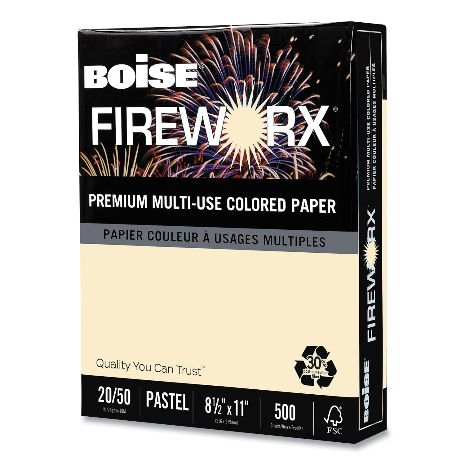  Boise MP2241-IY FIREWORX Premium Multi-Use Paper, 24lb, 8.5 x 11, Flashing Ivory, 500/Ream (CASMP2241IY) 
