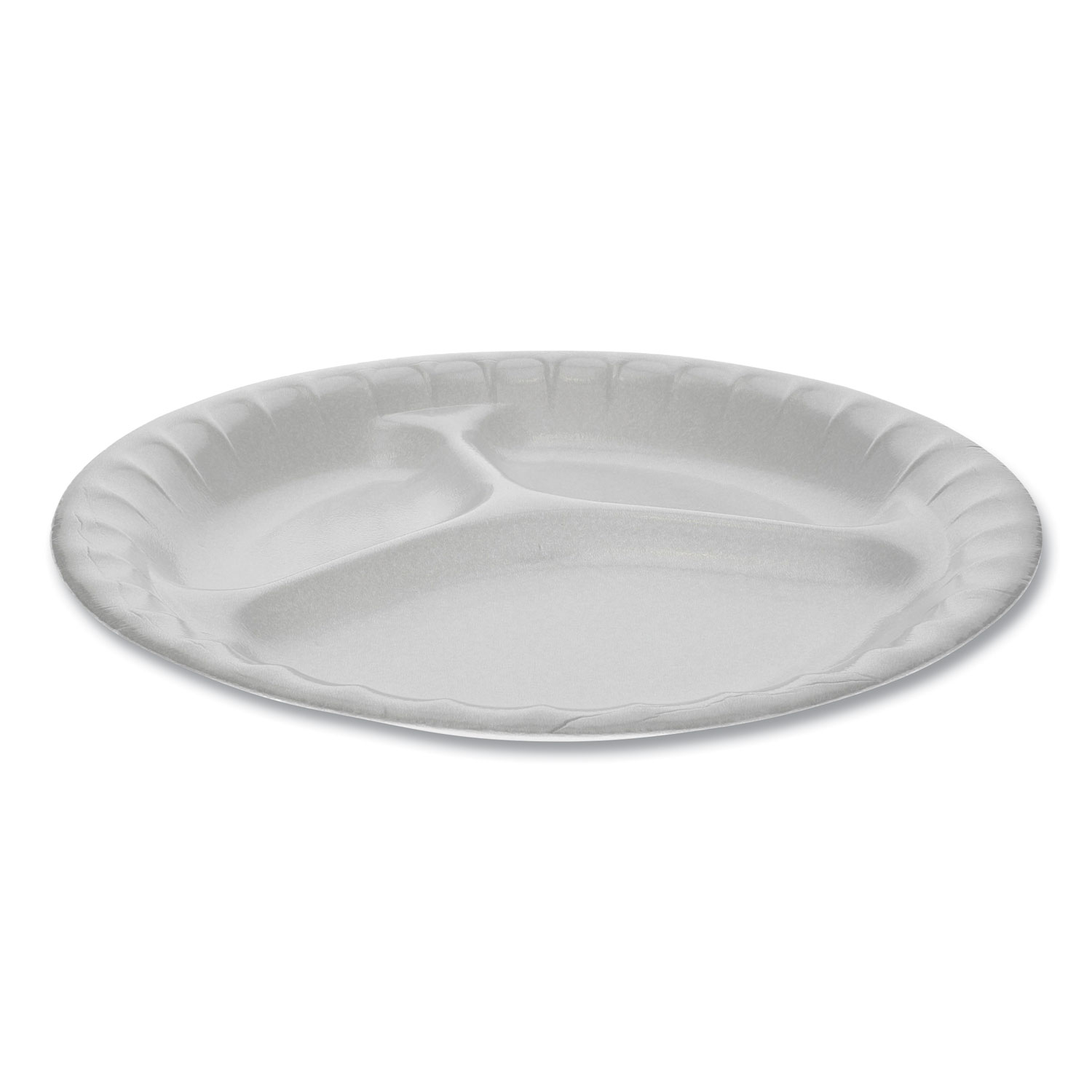  Pactiv 0TK100110000 Laminated Foam Dinnerware, 3-Compartment Plate, 8.88 Diameter, White, 500/Carton (PCT0TK100110000) 