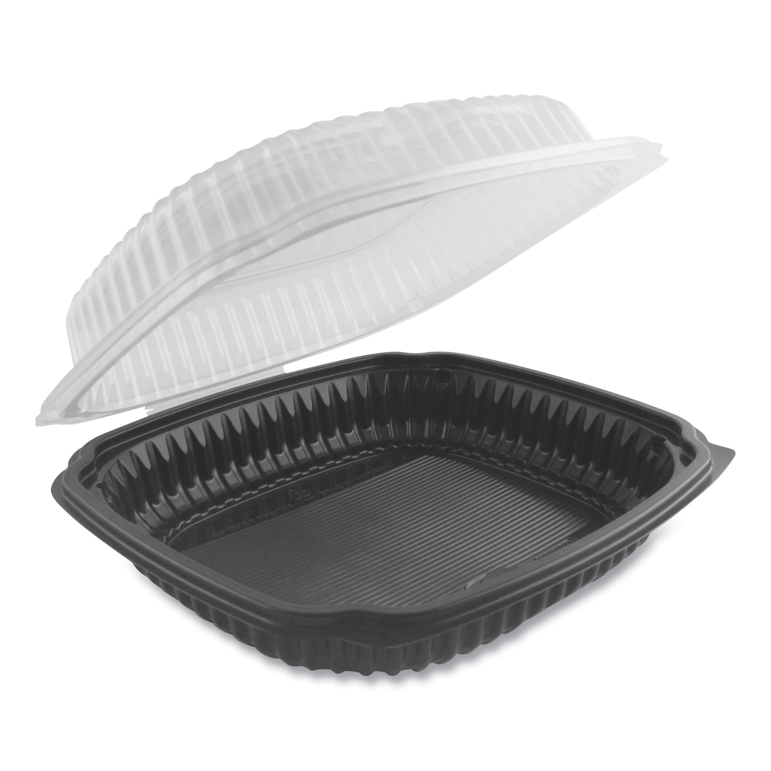  Anchor Packaging 4699911 Culinary Lites Microwavable Container, 39 oz, 9 x 9 x 3.01, Clear/Black, 100/Carton (ANZ4699911) 