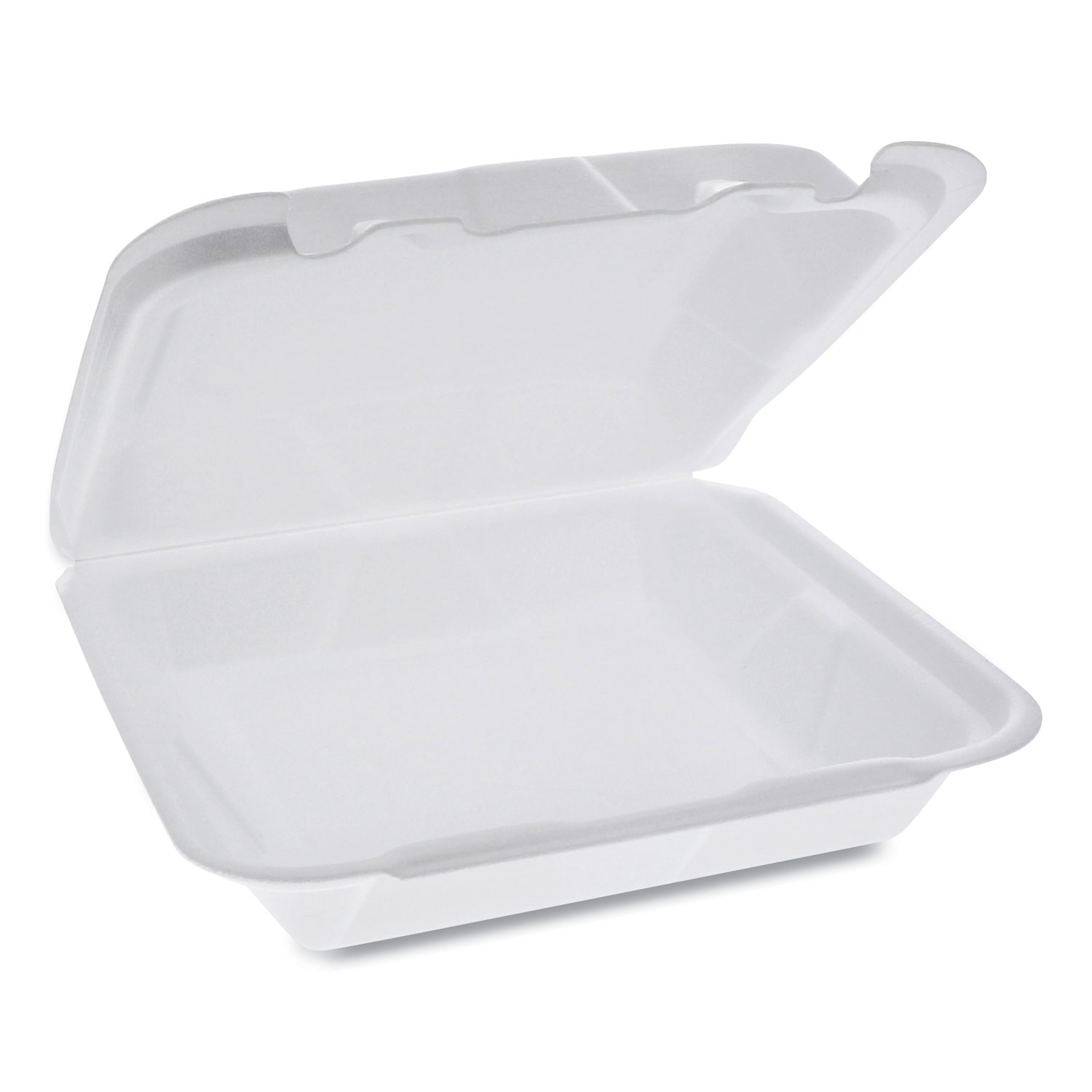  Pactiv YHD18SS00200 Foam Hinged Lid Containers, Dual Tab Lock Happy Face, 8 x 7.75 x 2.25, 1-Compartment, White, 200/Carton (PCTYHD18SS00200) 