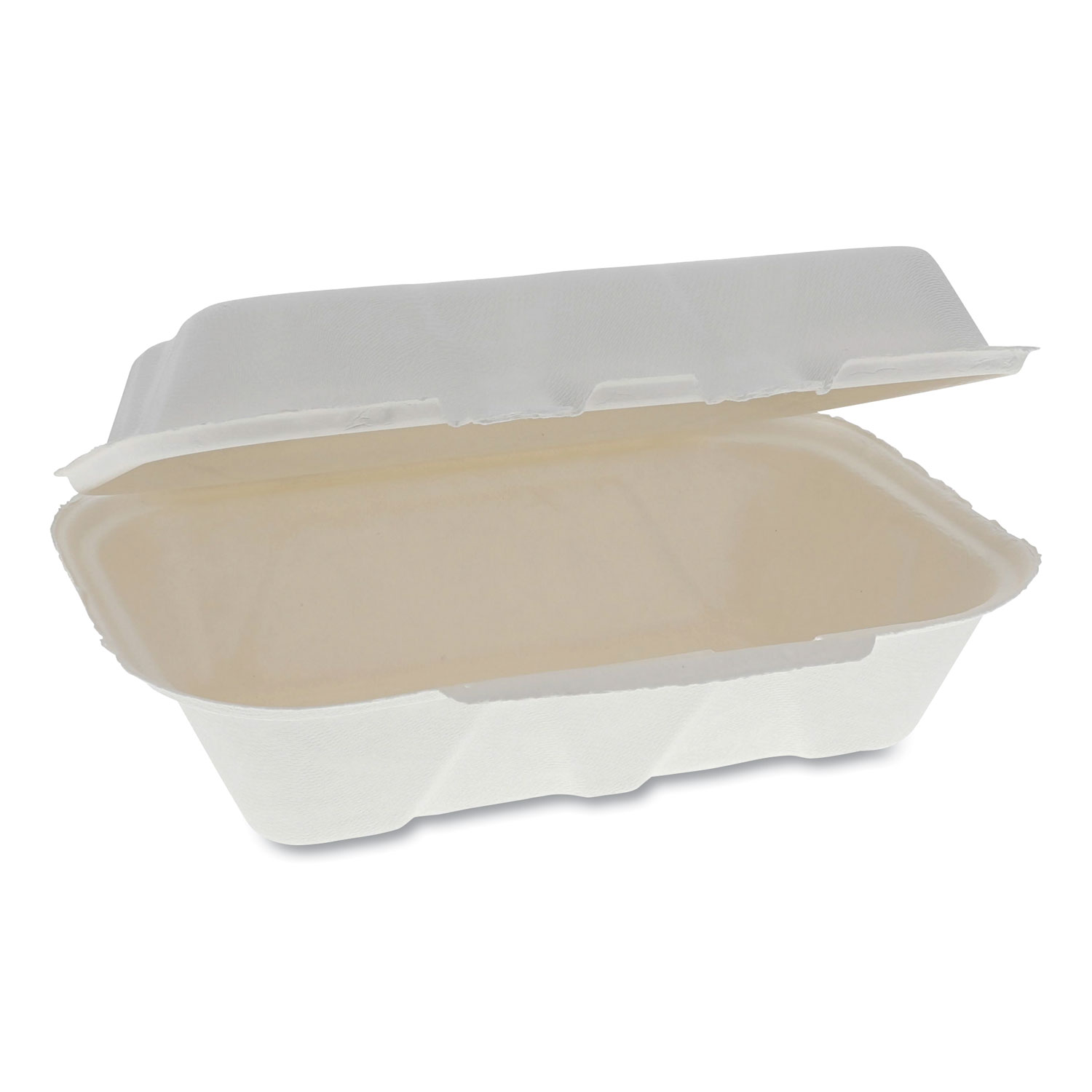  Pactiv YMCH00890001 EarthChoice Bagasse Hinged Lid Container, 9.1 x 6.1 x 3.3, 1-Compartment, Natural, 150/Carton (PCTYMCH00890001) 