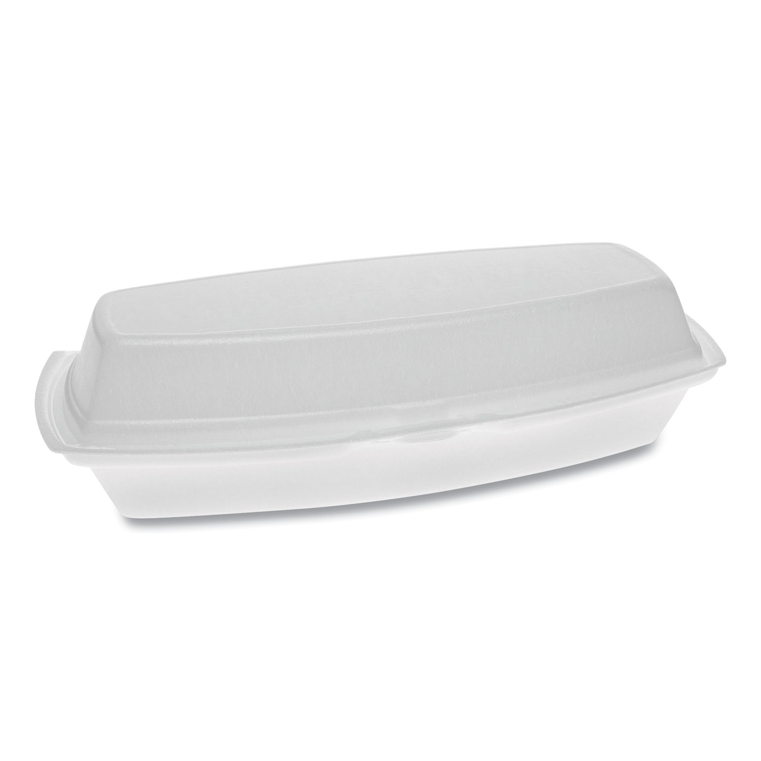 Pactiv Foam Hinged Lid Containers, Single Tab Lock Hot Dog, 7.25 x 3 x 2, 1-Compartment, White, 504/Carton