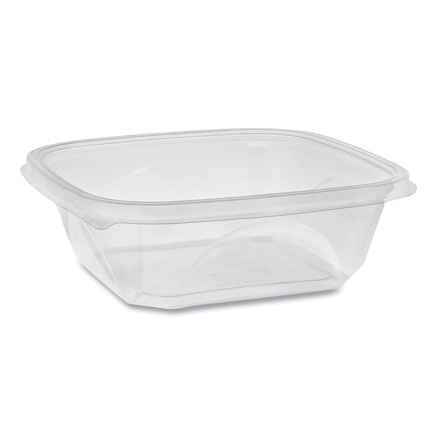 Pactiv EarthChoice Recycled PET Square Base Salad Containers, 7 x 7 x 2, 32 oz, Clear, 300/Carton