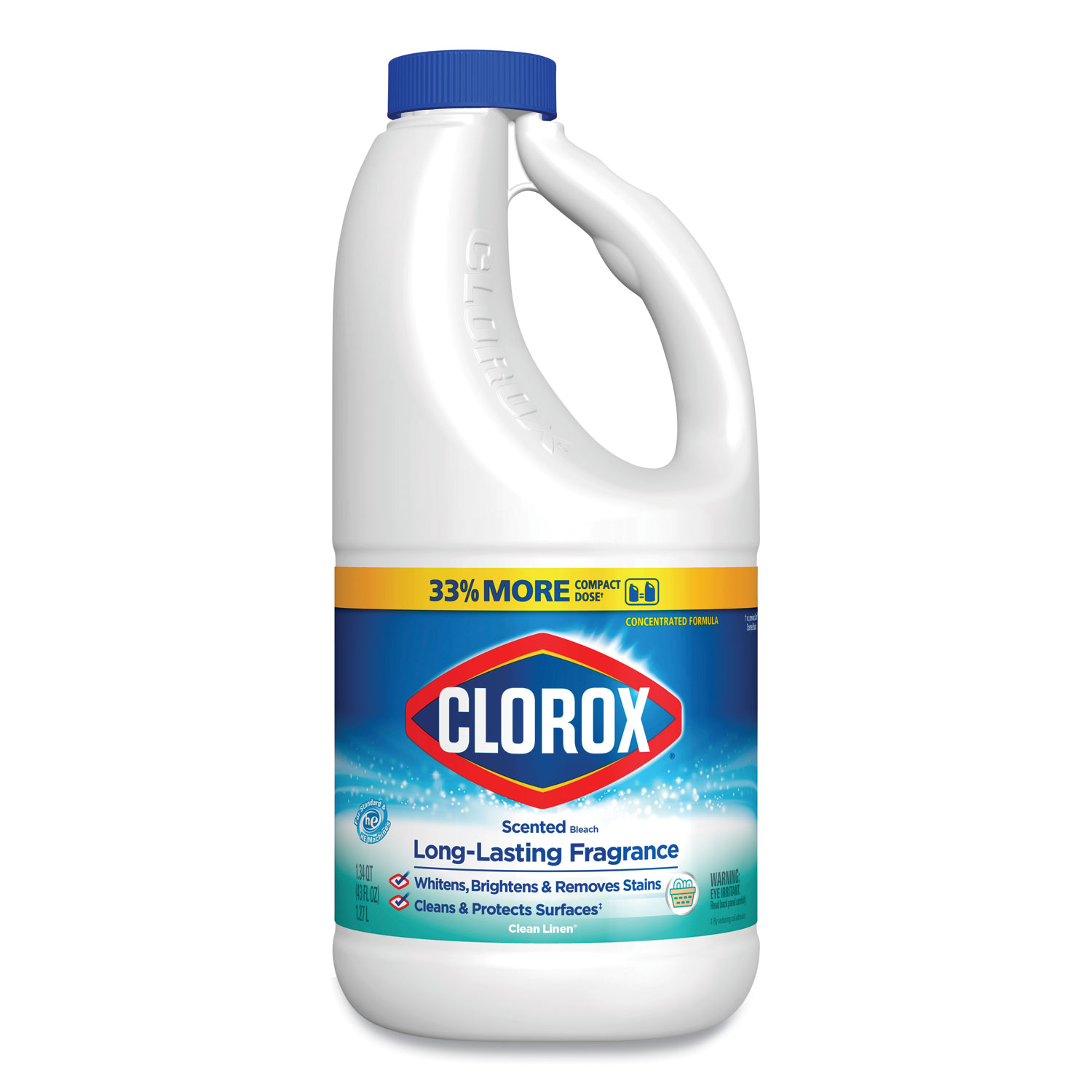  Clorox CLO32262 Bleach with CloroMax Technology, Clean Linen Scent, 43 oz Bottle, 6/Carton (CLO32262) 