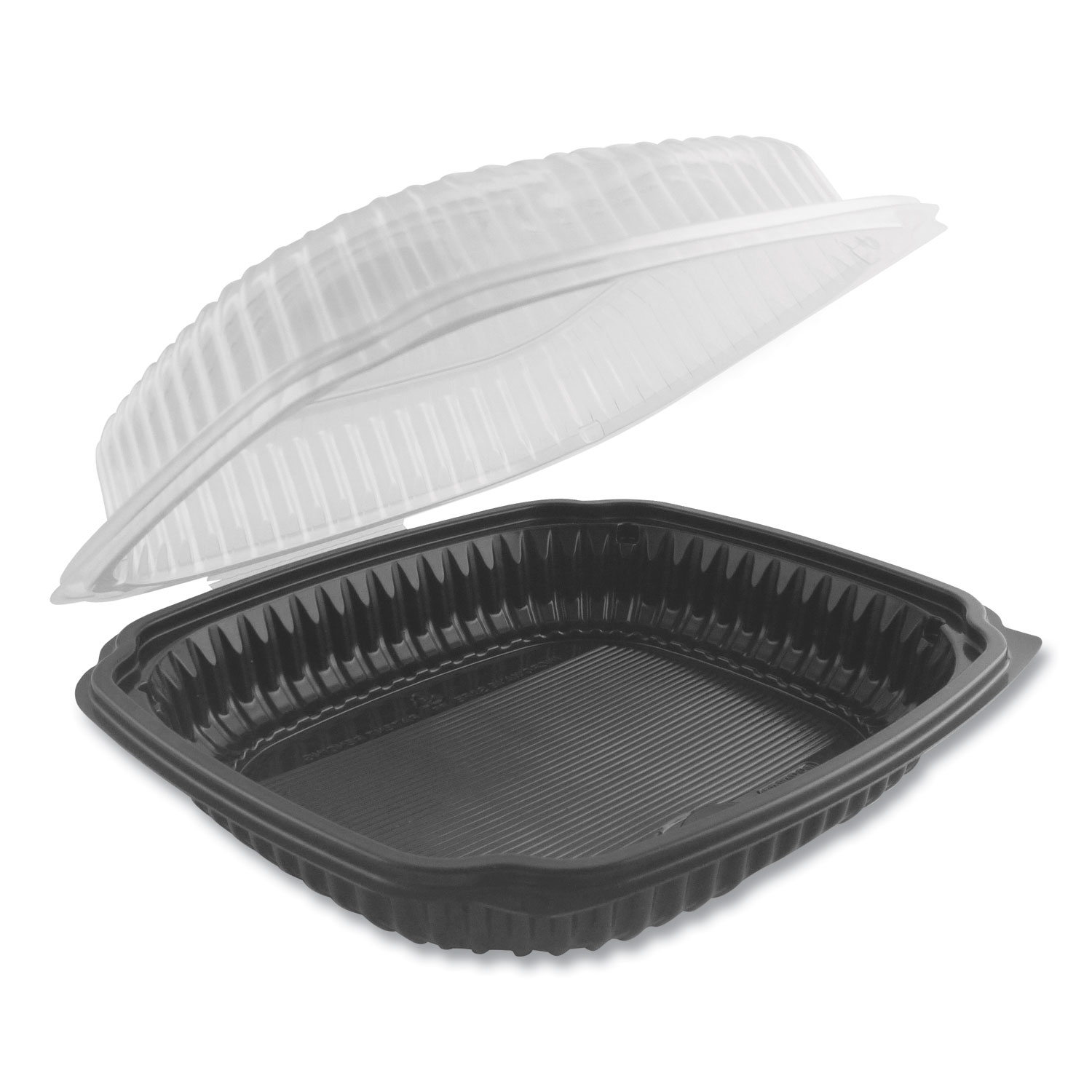  Anchor Packaging 4699610 Culinary Lites Microwavable Container, 47.5 oz, 10.56 x 9.98 x 3.18, Clear/Black, 100/Carton (ANZ4699610) 