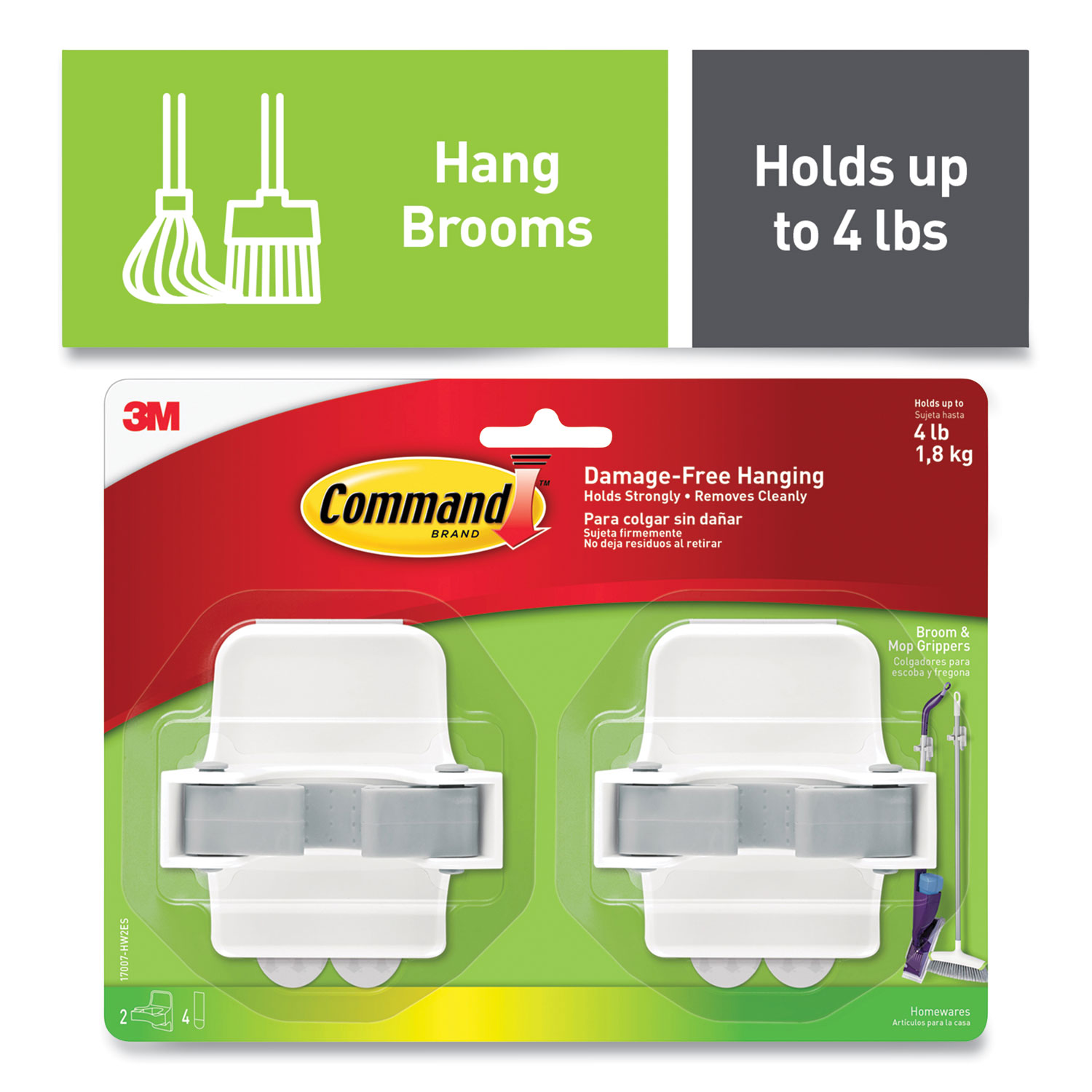 Command™ Picture Hanging Strips, Large, Removable, 0.75 x 3.65, White, 12 Pairs/Pack