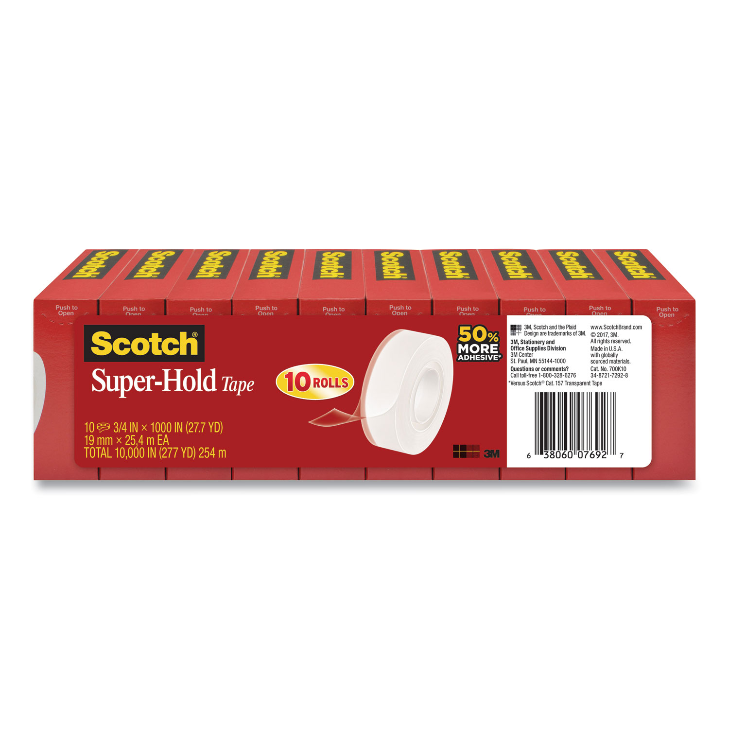  Scotch 700K10 Super-Hold Tape Refill, 1 Core, 0.75 x 27.77 yds, Crystal Clear, 10 Rolls/Pack (MMM24364767) 