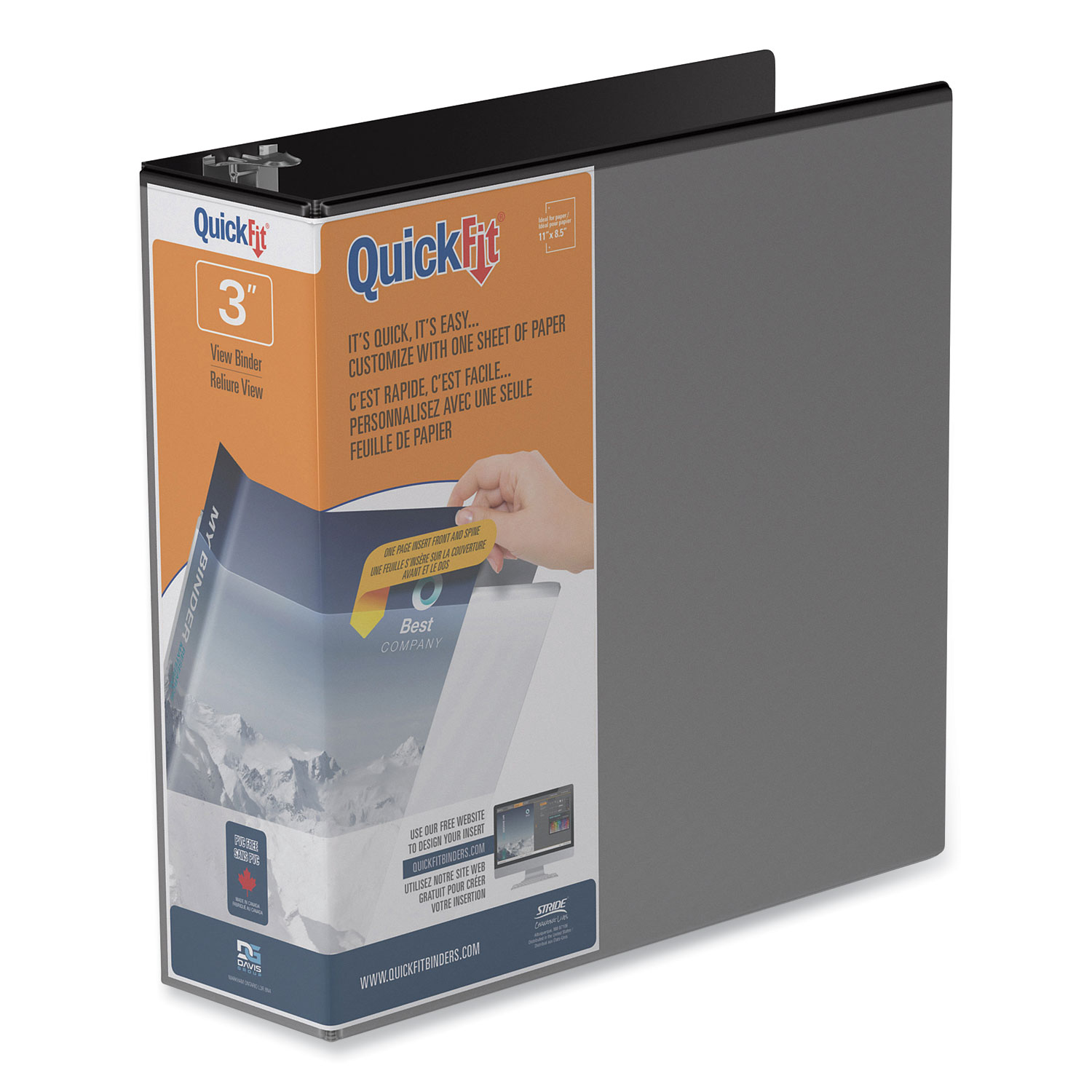 QuickFit D-Ring View Binder, 3 Rings, 2