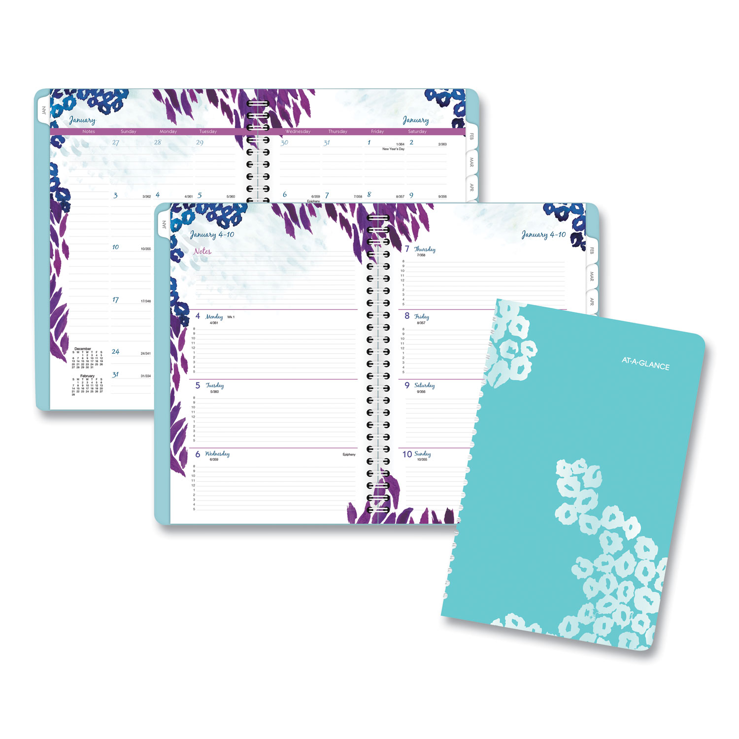  AT-A-GLANCE 523-200 Wild Washes Weekly/Monthly Planner, 8 1/2 x 5 1/2, Floral, Animal, 2020 (AAG523200) 
