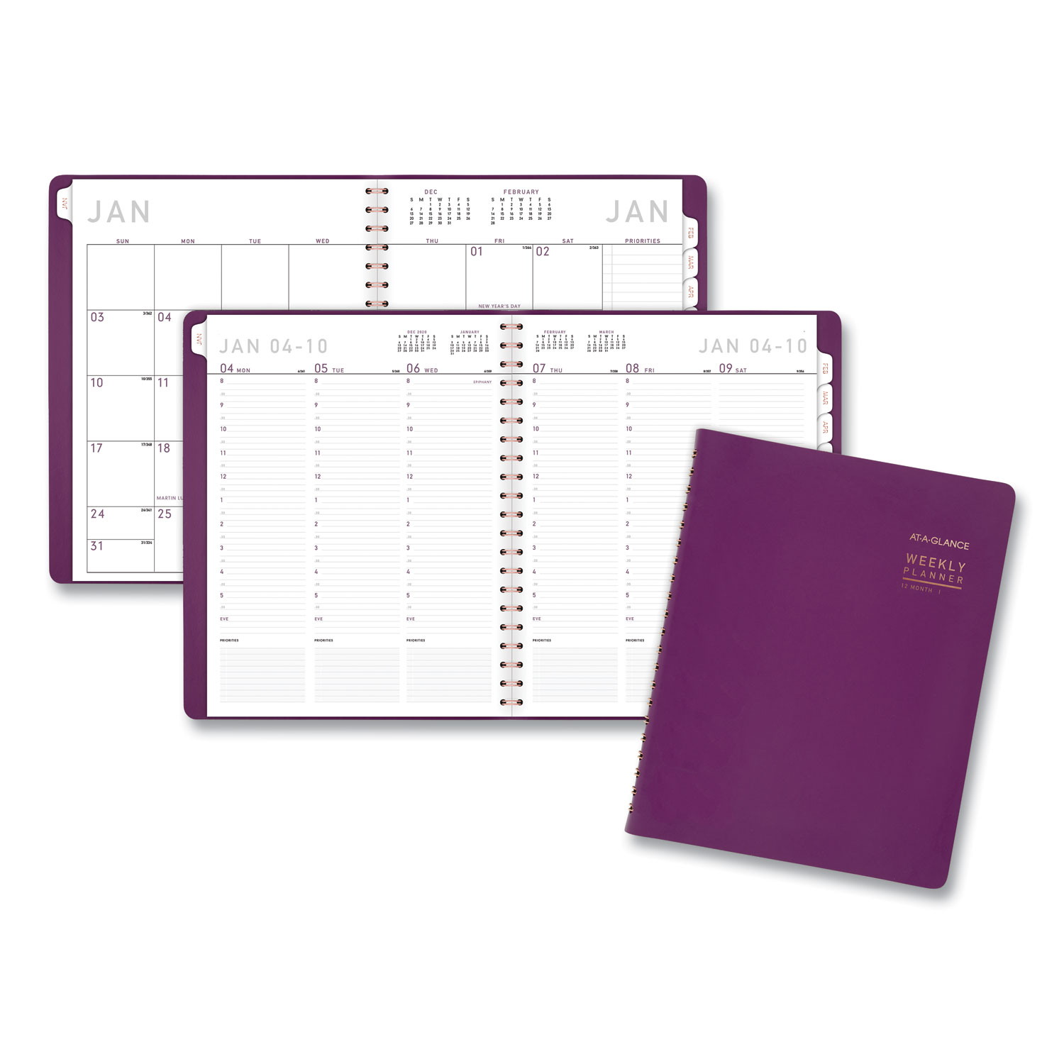  AT-A-GLANCE 70940X59 Contemporary Weekly Monthly Appointment Book, 10 7/8 x 8 1/4, Purple, 2020 (AAG70940X59) 