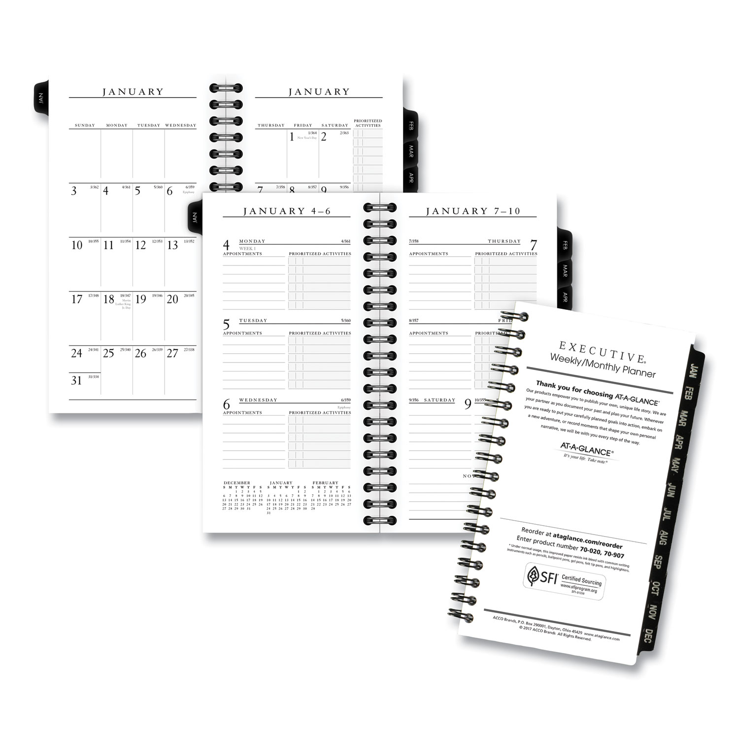  AT-A-GLANCE 7090710 Executive Pocket Size Weekly/Monthly Planner Refill, 6 1/4 x 3 1/4, White, 2020 (AAG7090710) 