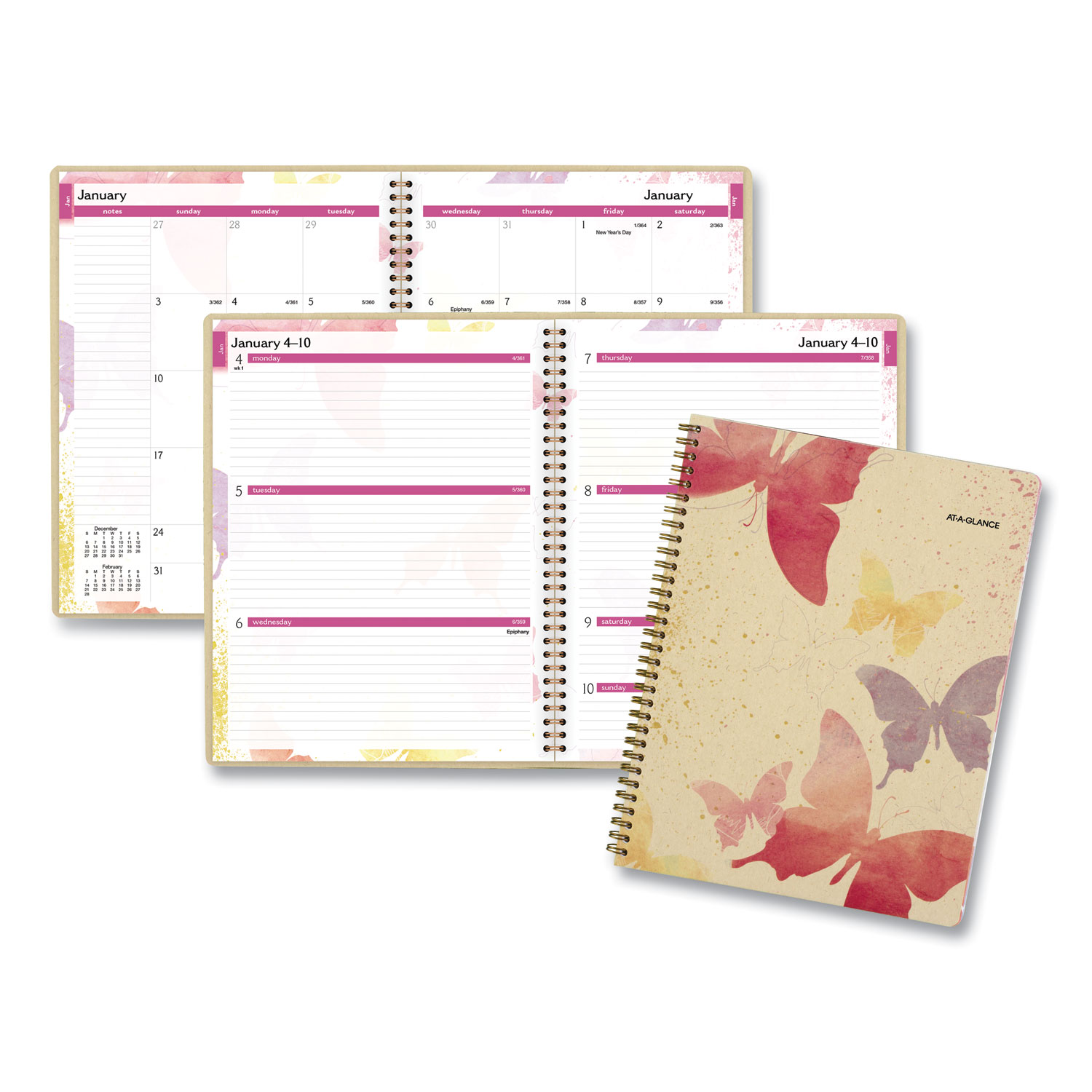  AT-A-GLANCE 791-905G Watercolors Weekly/Monthly Planner, 11 x 8 1/2, Watercolors, 2020-2021 (AAG791905G) 