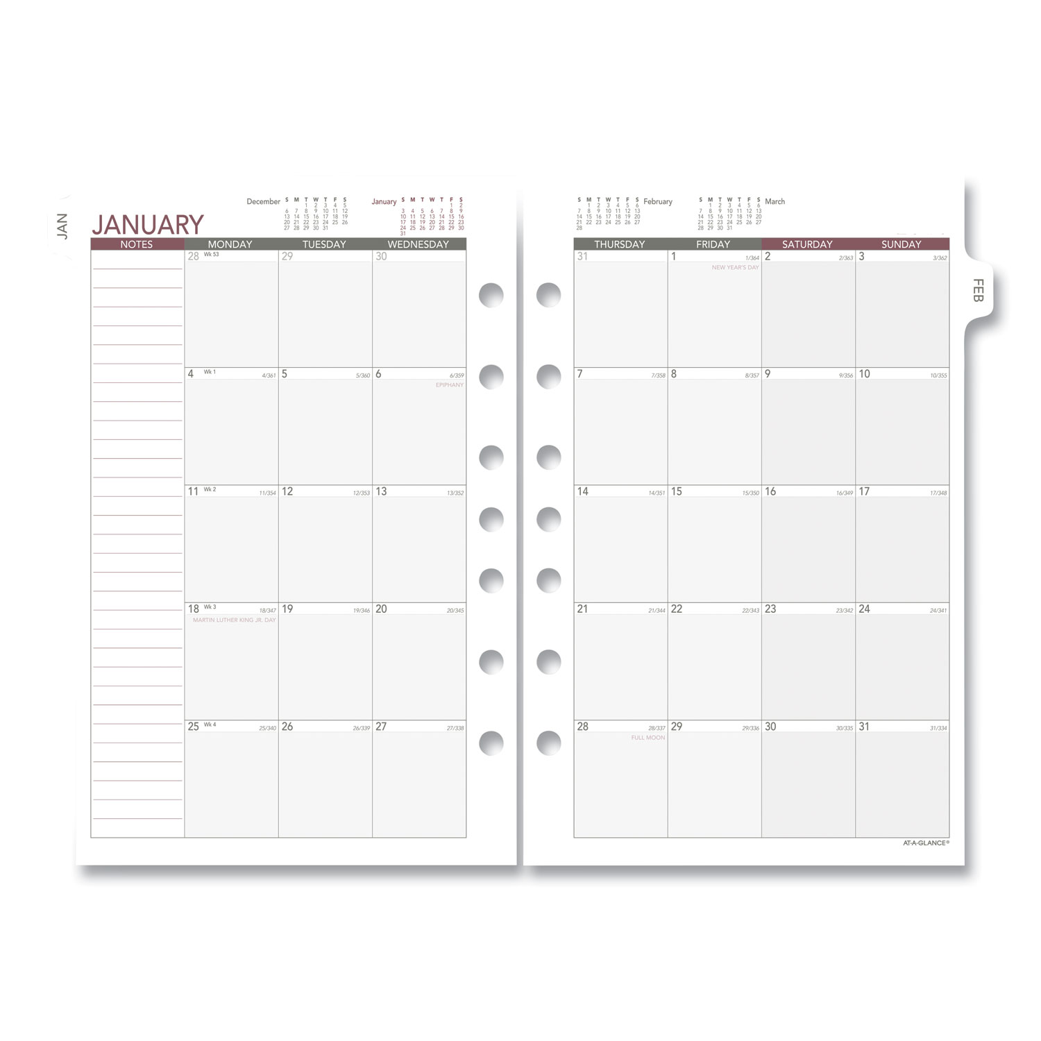 AT-A-GLANCE Day Runner 061-685Y Monthly Planning Pages, 8 1/2 x 5 1/2, 2020 (DRN061685Y) 
