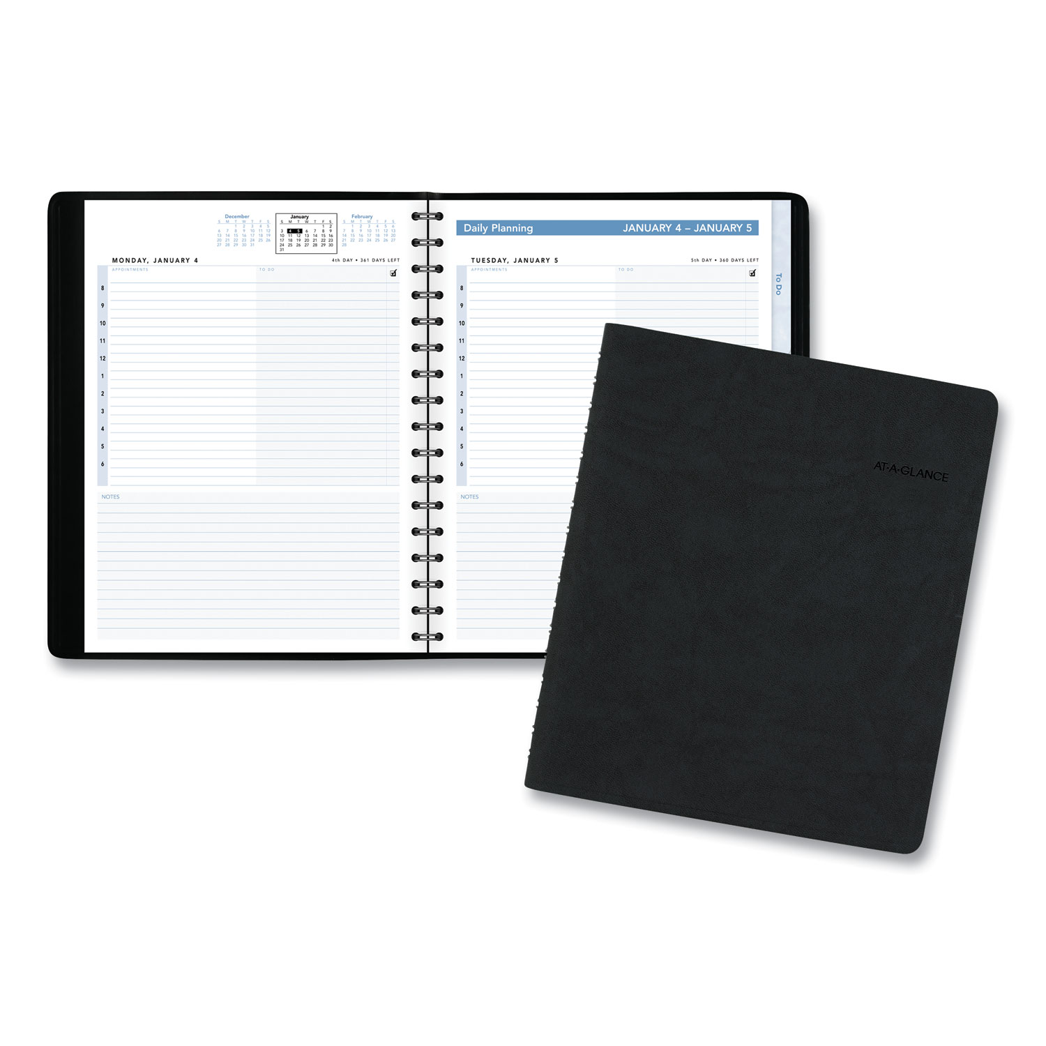  AT-A-GLANCE 70EP0305 The Action Planner Daily Appointment Book, 8 3/4 x 6 7/8, Black, 2020 (AAG70EP0305) 