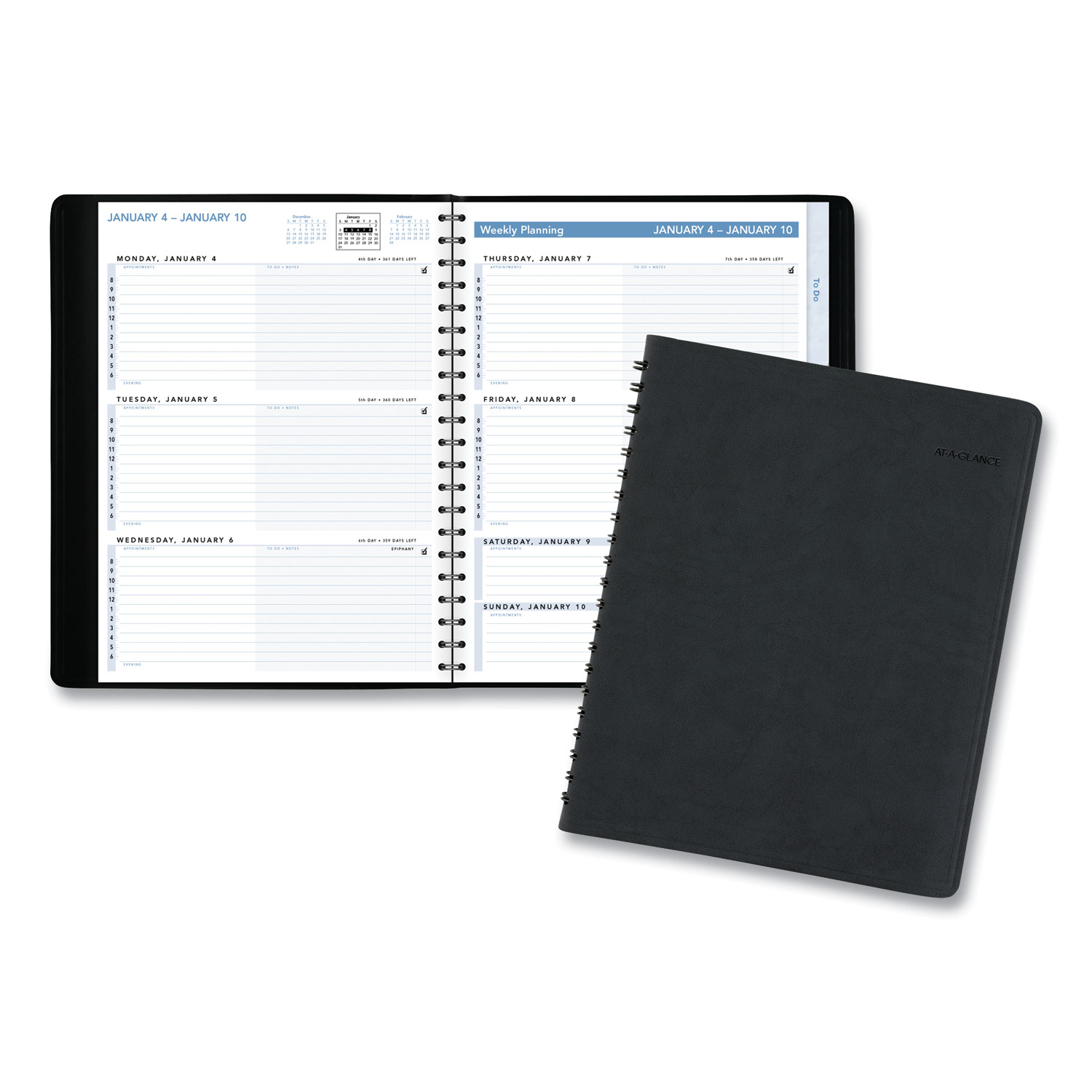  AT-A-GLANCE 70EP0105 The Action Planner Weekly Appointment Book, 10 7/8 x 8 1/8, Black, 2020 (AAG70EP0105) 