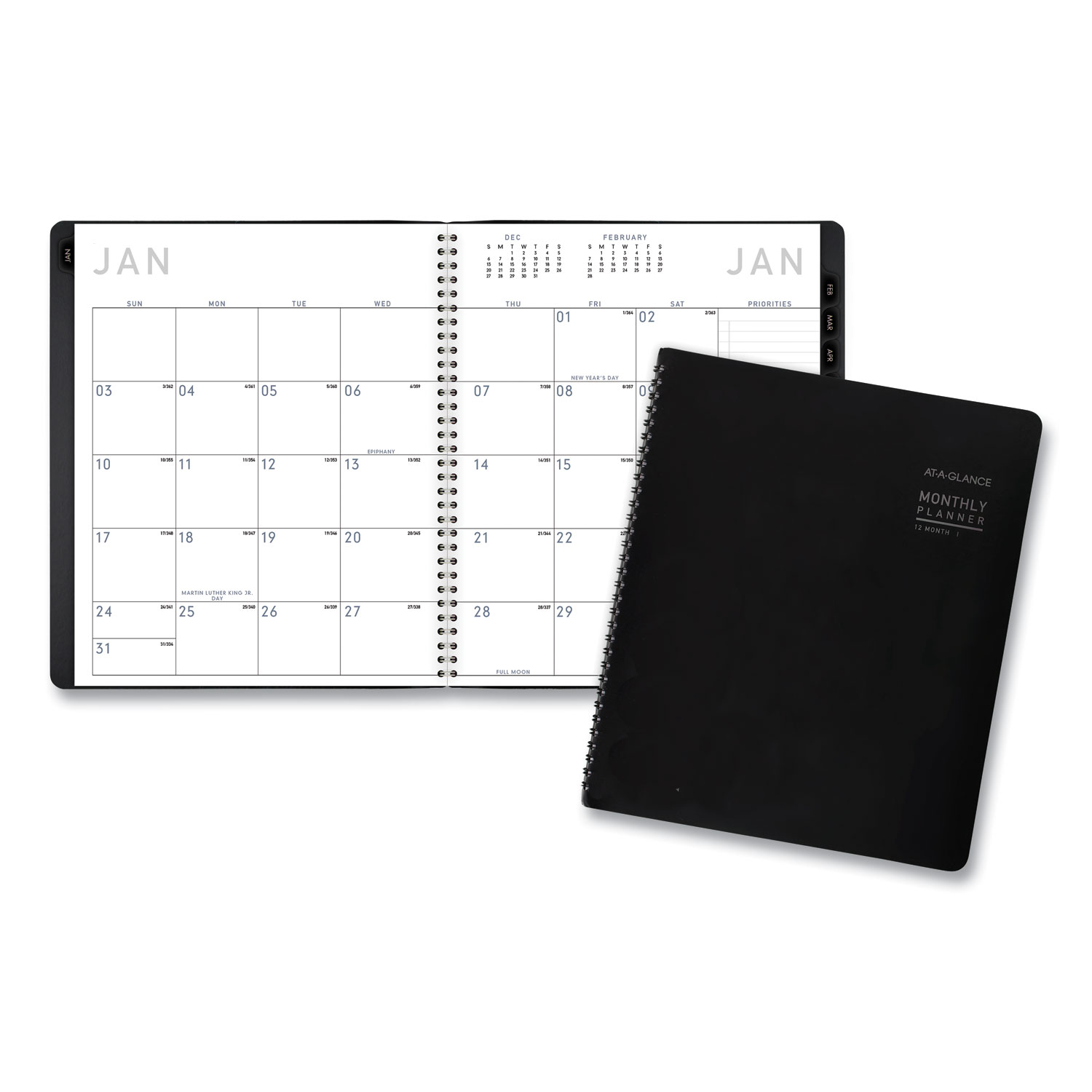  AT-A-GLANCE 70206X05 Contemporary Monthly Planner, Premium Paper, 11 x 8 7/8, Black Cover, 2020 (AAG70260X05) 