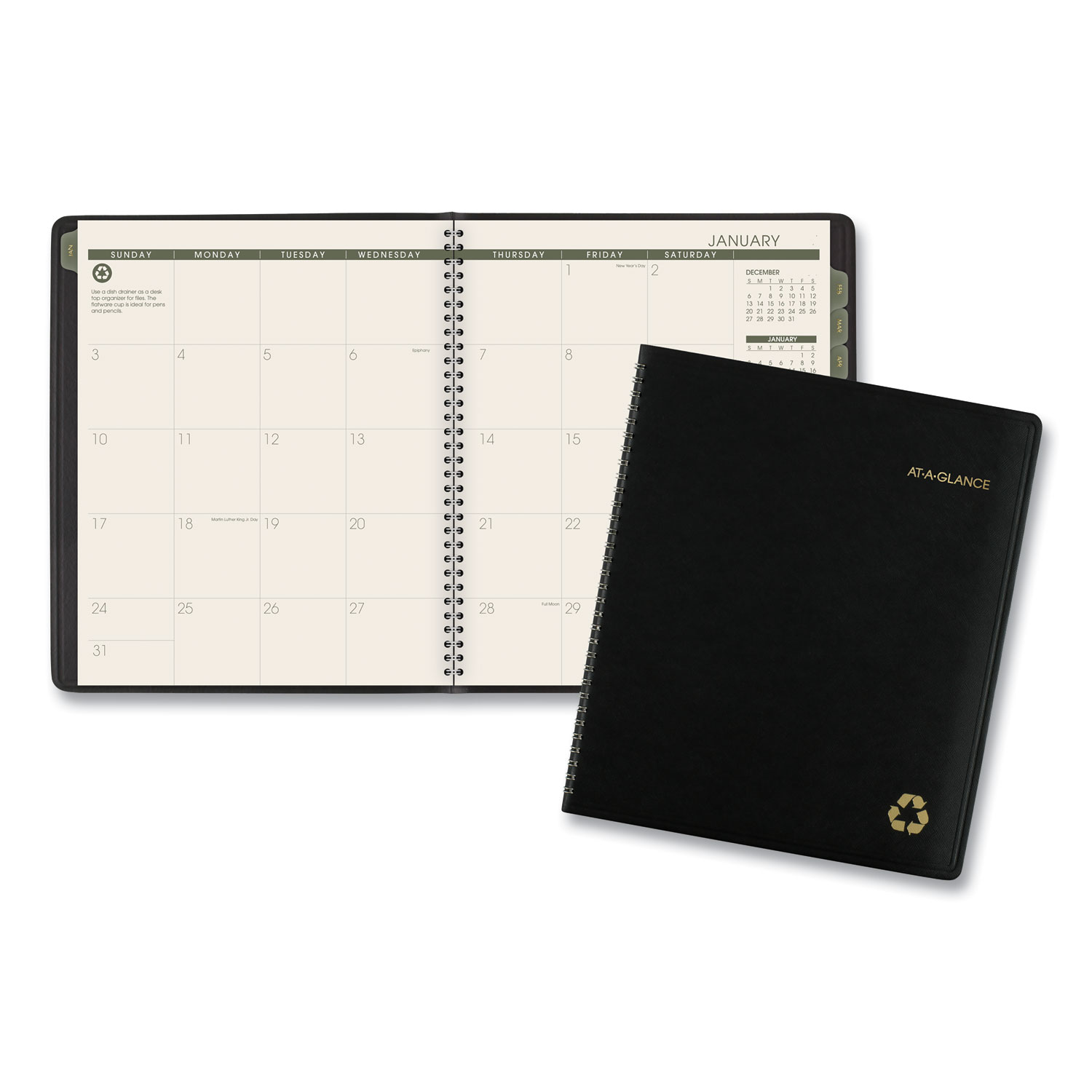  AT-A-GLANCE 70260G05 Recycled Monthly Planner, 11 x 8.88, Black, 2020 (AAG70260G05) 