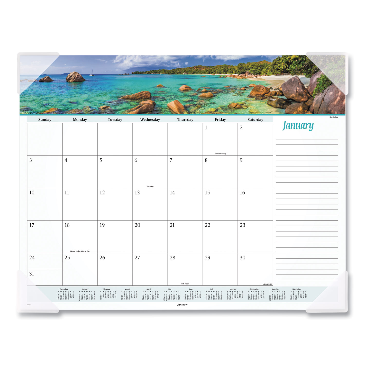  AT-A-GLANCE 89803 Seascape Panoramic Desk Pad, 22 x 17, 2020 (AAG89803) 