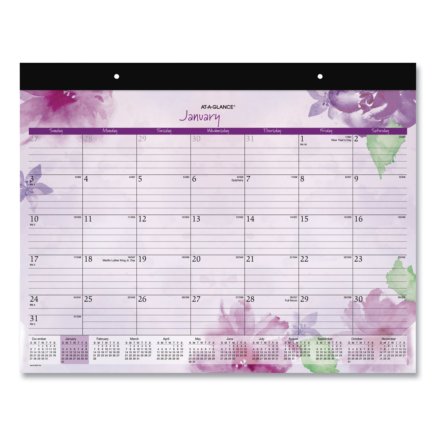  AT-A-GLANCE SK38-704 Beautiful Day Desk Pad, 22 x 17, Assorted, 2020 (AAGSK38704) 