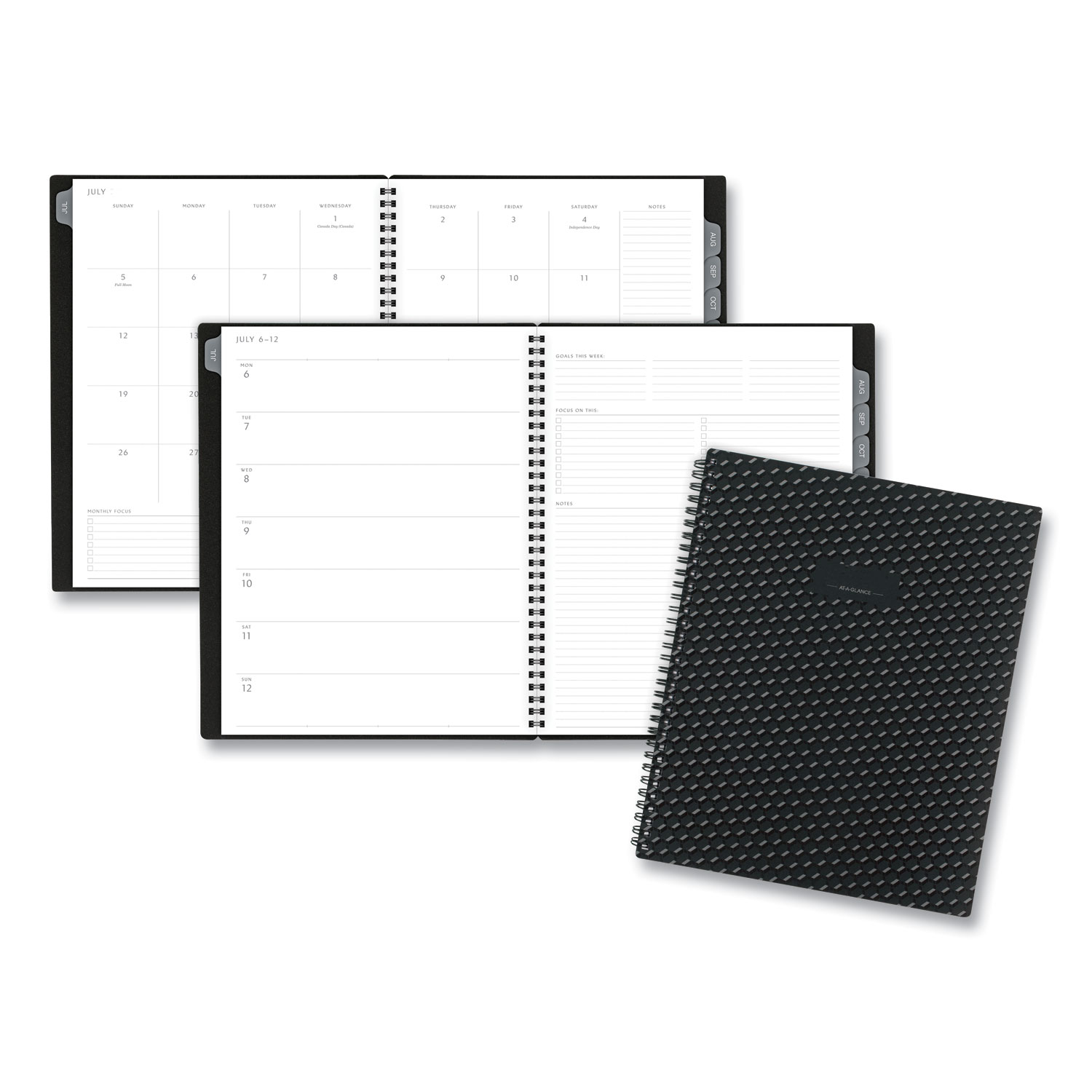 Elevation Academic Weekly/Monthly Planner, 11 x 8.5, Black, 2020-2021