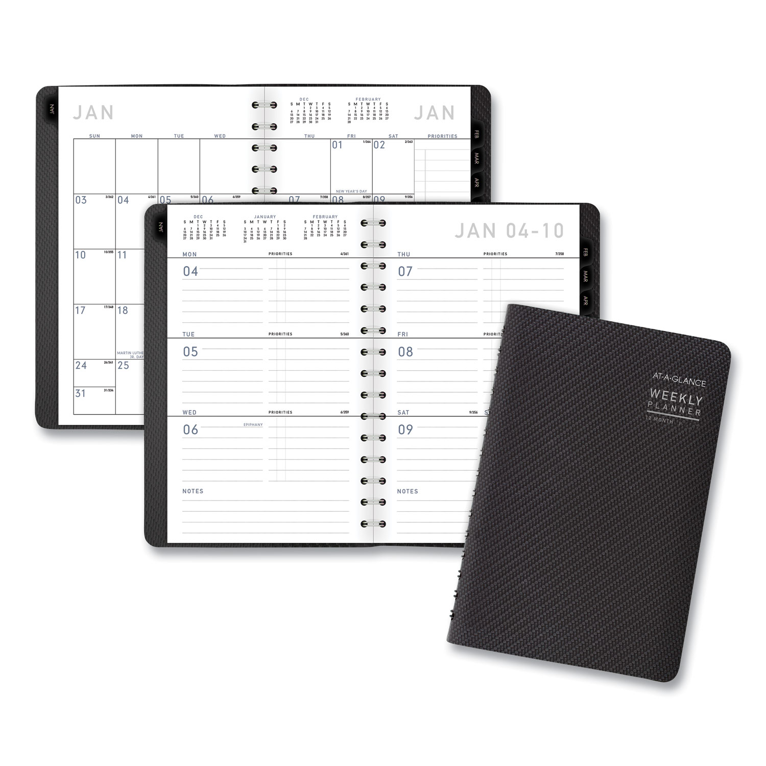  AT-A-GLANCE 70100X45 Contemporary Weekly/Monthly Planner, Block, 8 x 4 7/8, Graphite Cover, 2020 (AAG70100X45) 