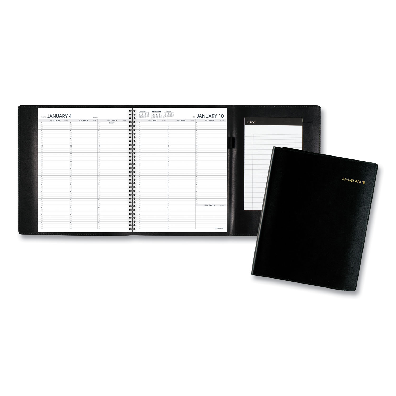  AT-A-GLANCE 70950P05 Plus Weekly Appointment Book, 10 7/8 x 8 1/4, Black, 2020-2021 (AAG70950P05) 