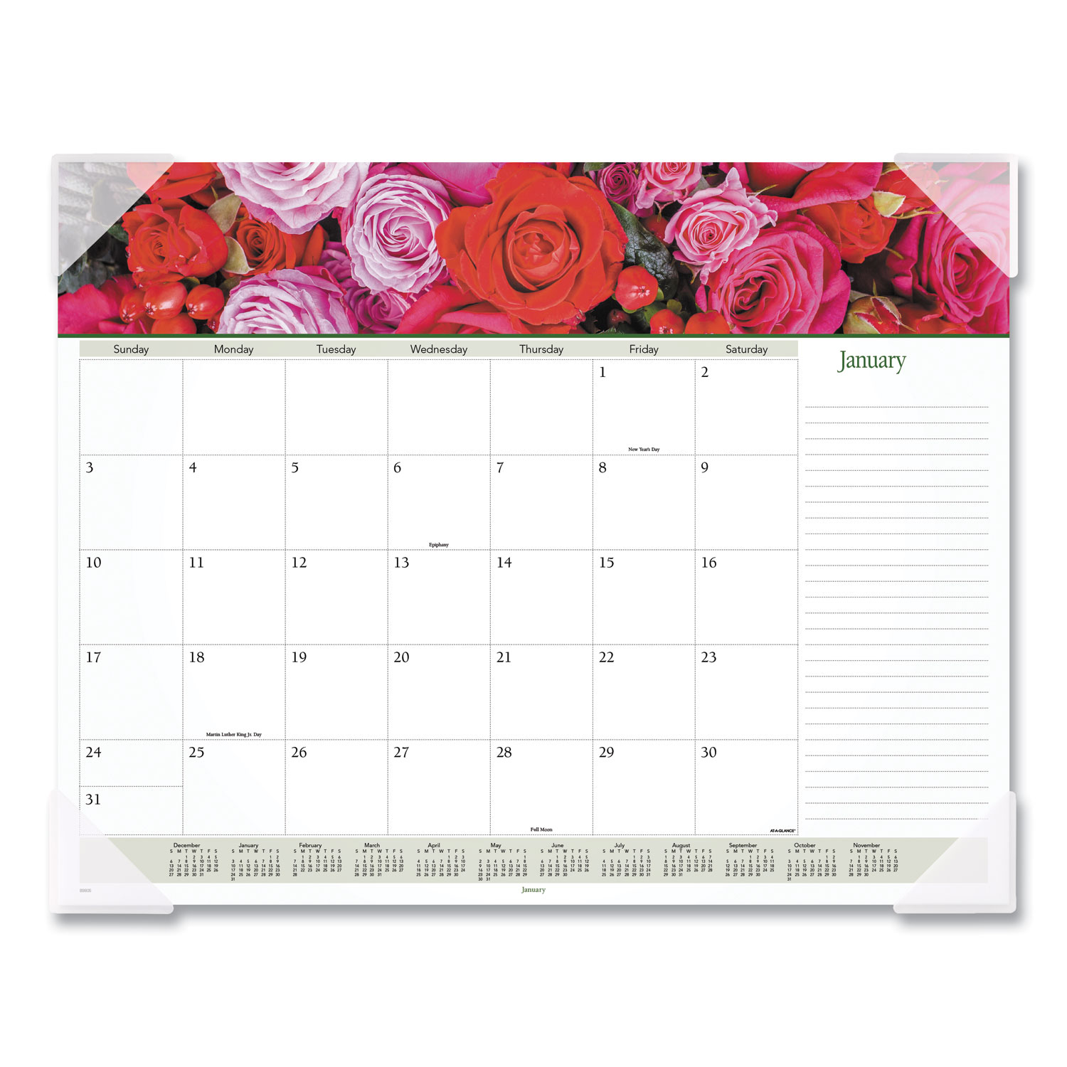  AT-A-GLANCE 89805 Floral Panoramic Desk Pad, 22 x 17, Floral, 2020 (AAG89805) 