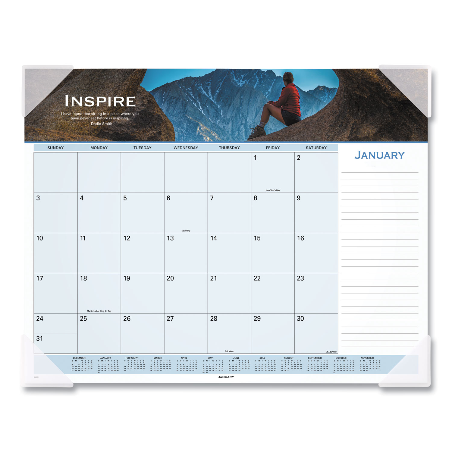  AT-A-GLANCE 89801 Motivational Panoramic Desk Pad, 22 x 17, Motivational, 2020 (AAG89801) 