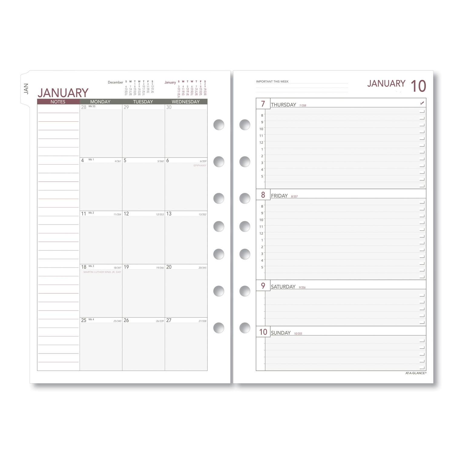  AT-A-GLANCE Day Runner 061-285Y Weekly Planning Pages Refill, 8 1/2 x 5 1/2, 2020 (DRN061285Y) 