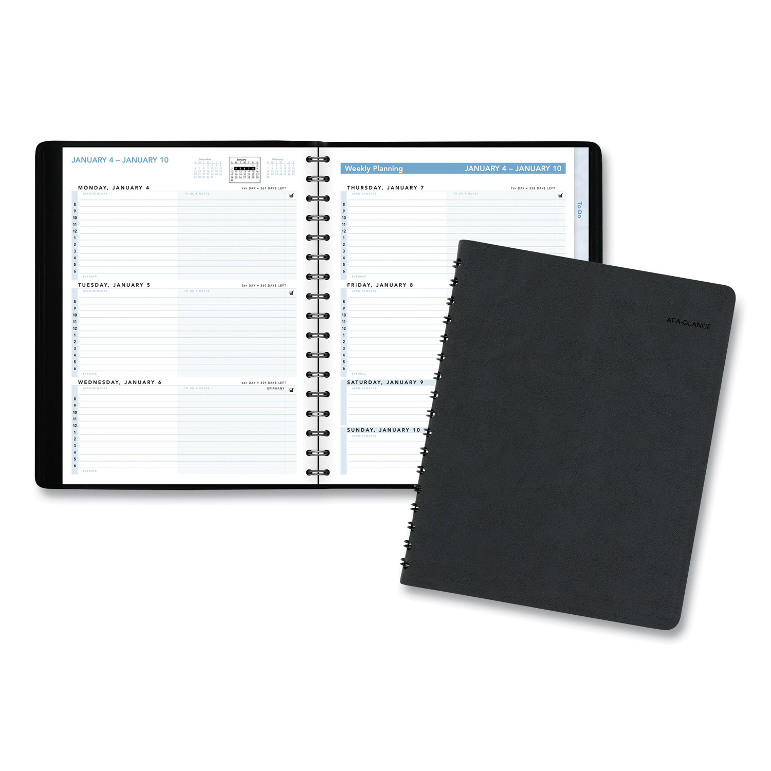  AT-A-GLANCE 70EP0505 The Action Planner Weekly Appointment Book, 8 3/4 x 6 7/8, Black, 2020 (AAG70EP0505) 