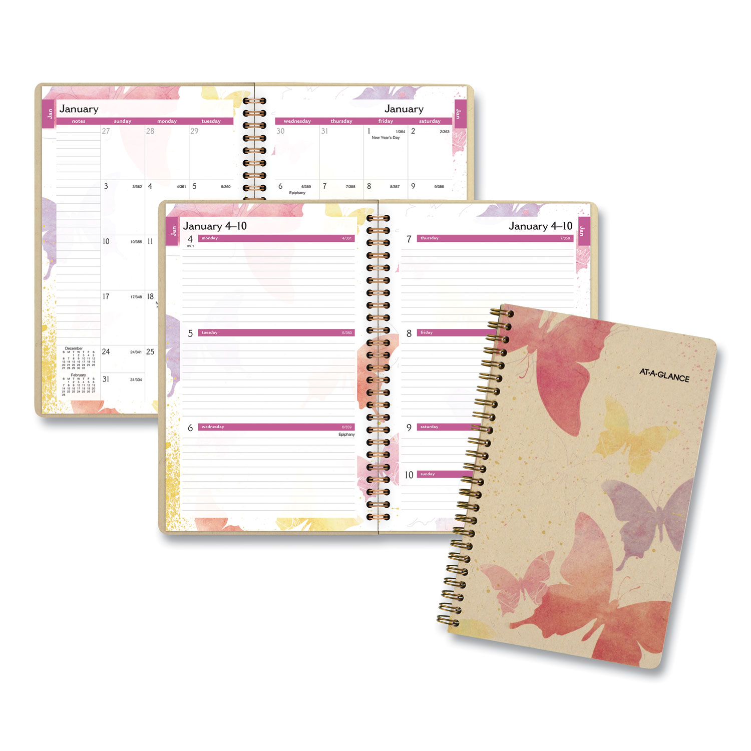  AT-A-GLANCE 791-200G Watercolors Weekly/Monthly Planner, 8 1/2 x 5 1/2, Watercolors, 2020 (AAG791200G) 