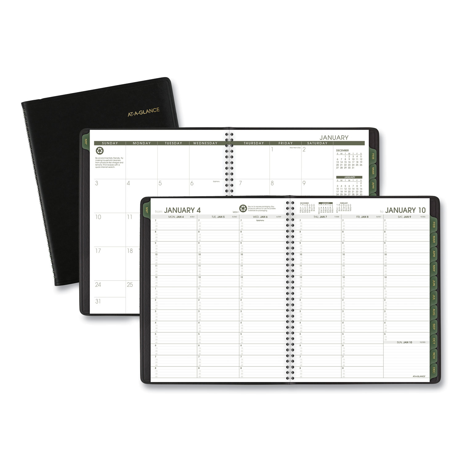  AT-A-GLANCE 70950G05 Recycled Weekly/Monthly Classic Appointment Book, 10.88 x 8.25, Black, 2020 (AAG70950G05) 