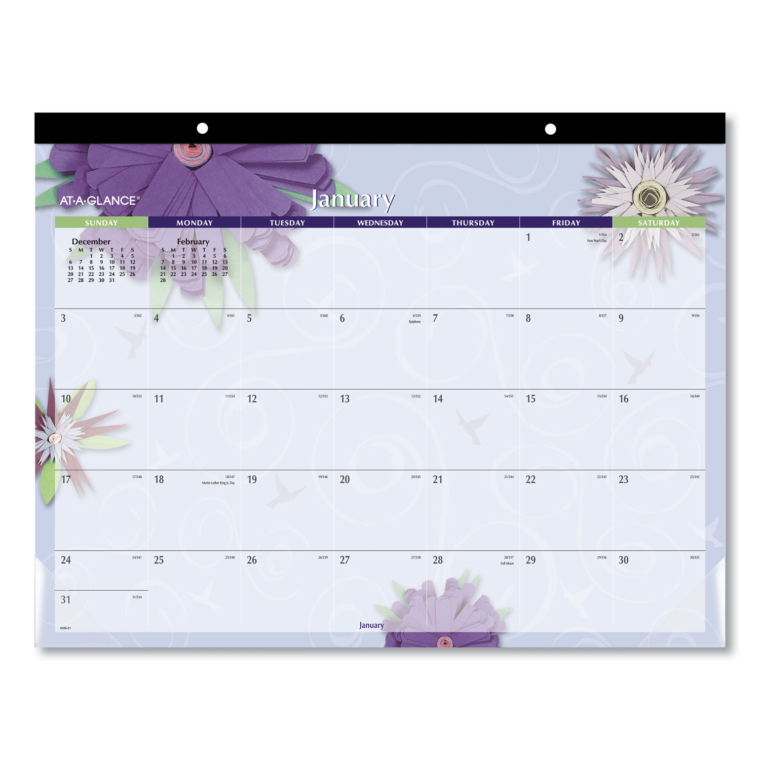  AT-A-GLANCE 5035 Paper Flowers Desk Pad, 22 x 17, 2020 (AAG5035) 