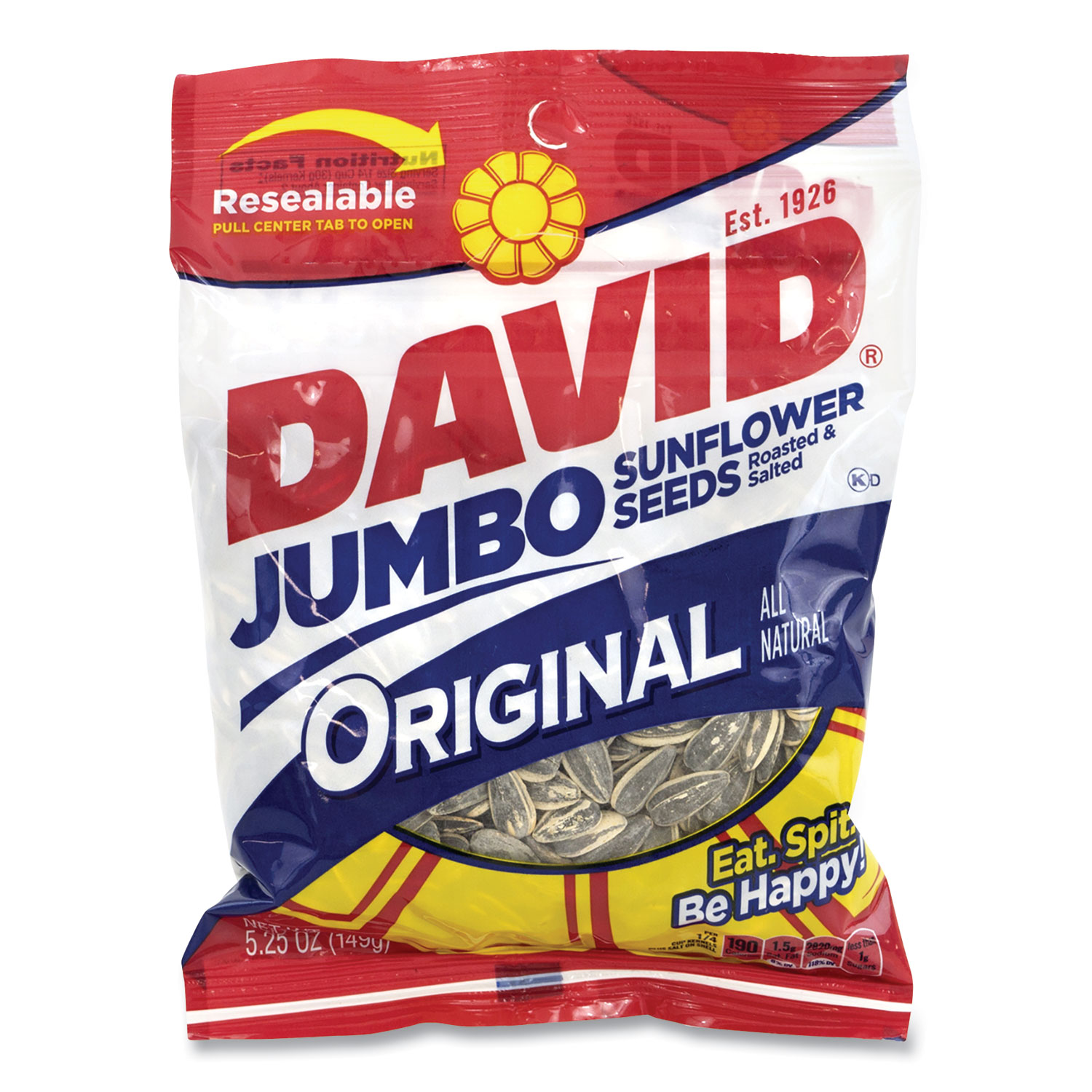  DAVID 23892 Jumbo Seeds Original, 5.25 oz Resealable Bag, 12/Carton, Free Delivery in 1-4 Business Days (GRR20900635) 