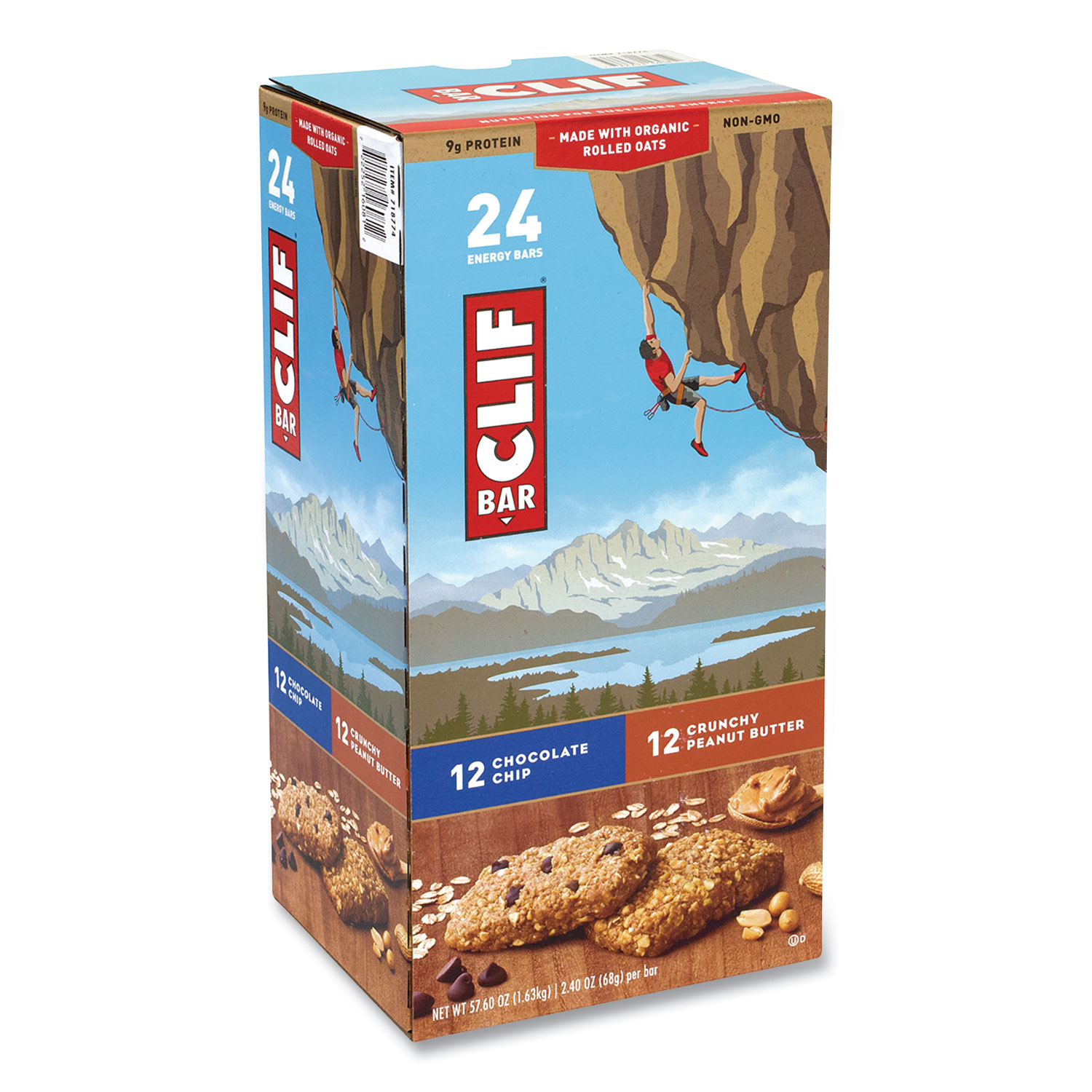  CLIF Bar 33100 Energy Bar, Chocolate Chip/Crunchy Peanut Butter, 2.4 oz, 24/Box, Free Delivery in 1-4 Business Days (GRR22000438) 