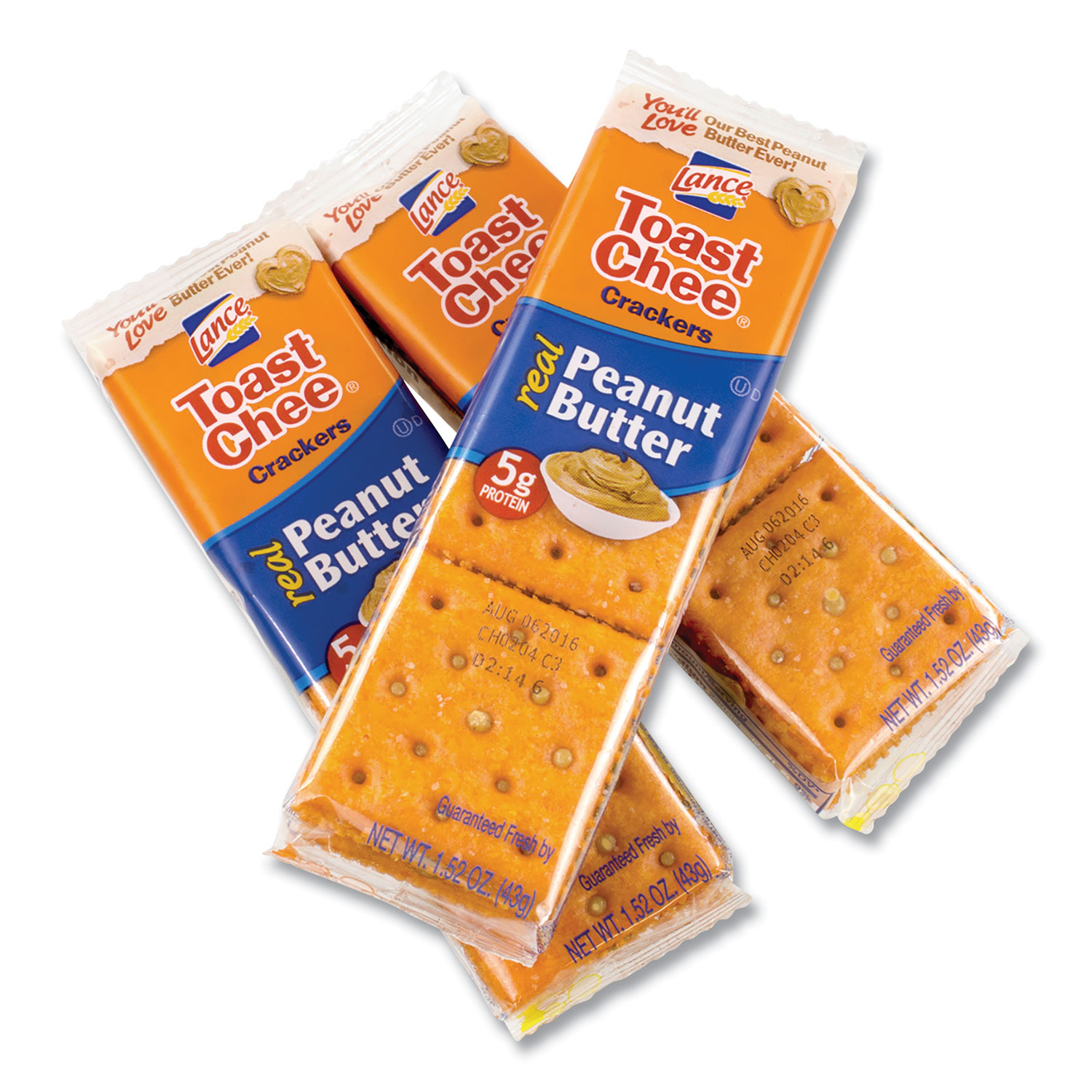  Lance 90147 Toast Chee Peanut Butter Cracker Sandwiches, 1.52 oz Pack, 40 Packs/Box, Free Delivery in 1-4 Business Days (GRR22000542) 