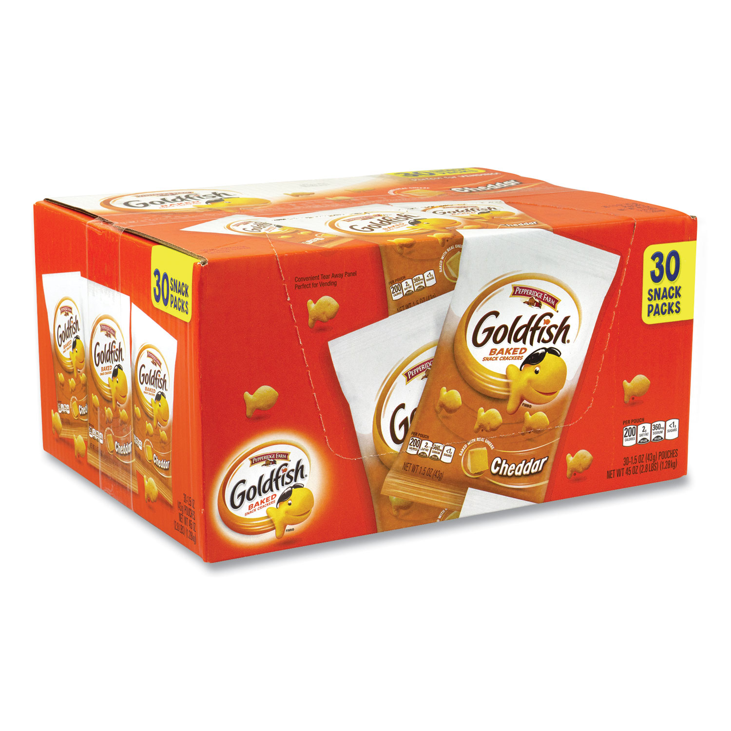  Pepperidge Farm 36787 Goldfish Crackers, Cheddar, 1.5 oz Bag, 30 Bags/Box, Free Delivery in 1-4 Business Days (GRR22000493) 