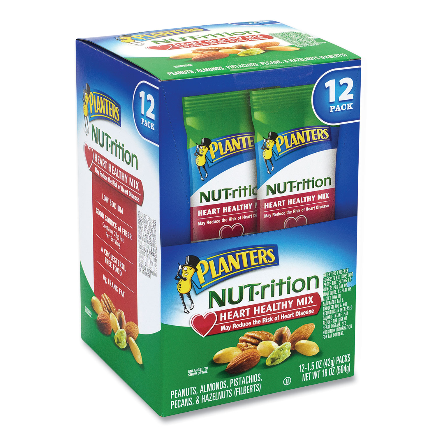  Planters 29169 NUT-rition Heart Healthy Mix, 1.5 oz Tube, 12 Tubes/Box, Free Delivery in 1-4 Business Days (GRR22000496) 