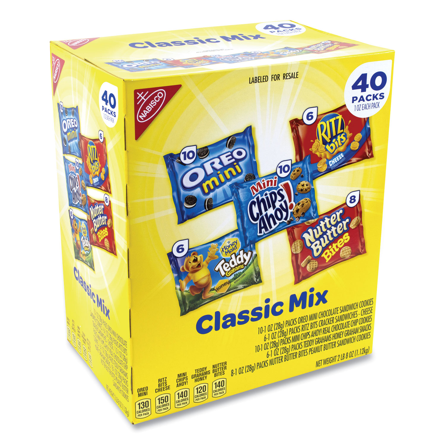 Nabisco® Cookie and Cracker Classic Mix, Assorted Flavors, 1 oz Pack, 40 Packs/Box, Free Delivery in 1-4 Business Days