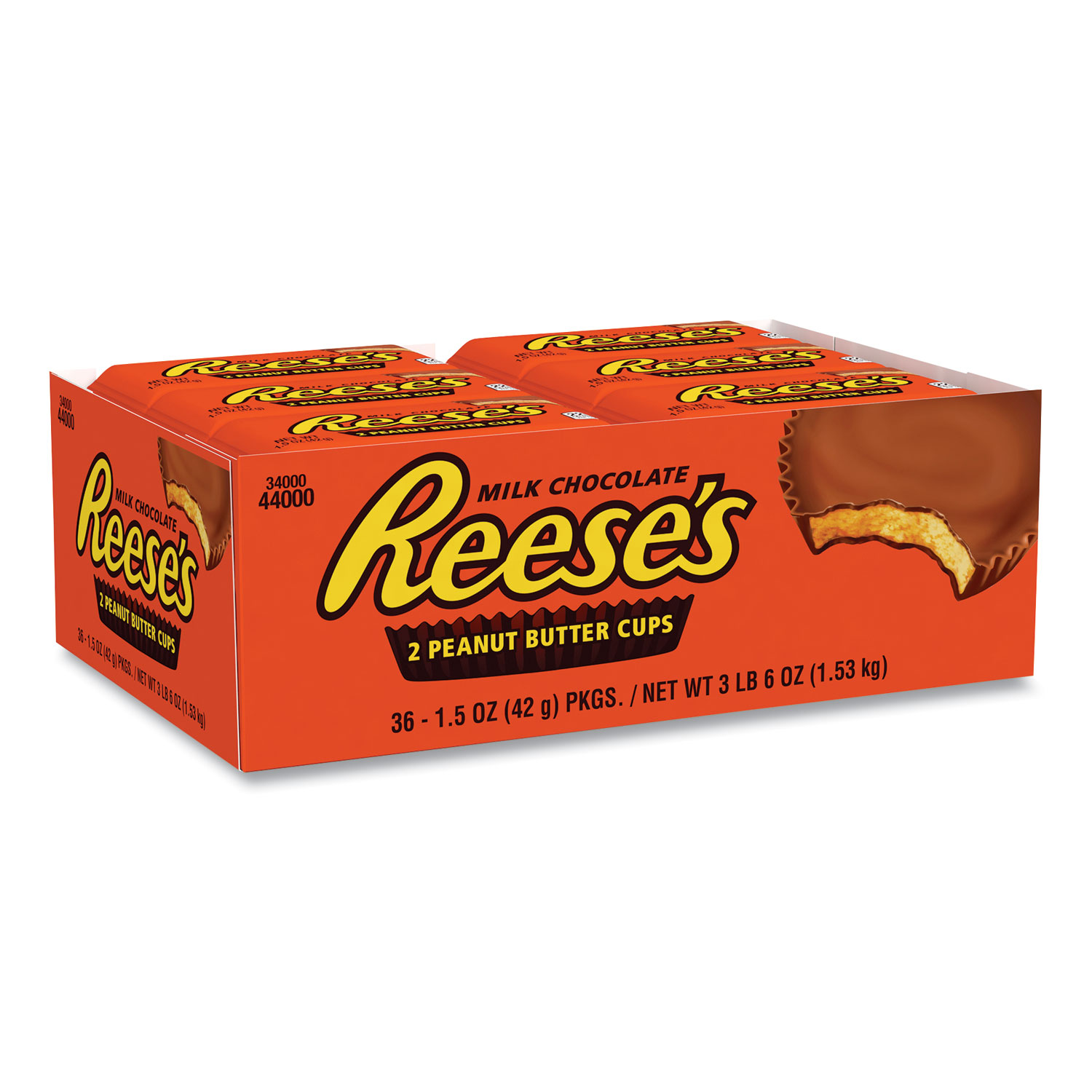  Reese's 44000 Peanut Butter Cups Bar, Full Size, 1.5 oz Bar, 2 Cups/Bar, 36 Bars/Box, Free Delivery in 1-4 Business Days (GRR20900149) 