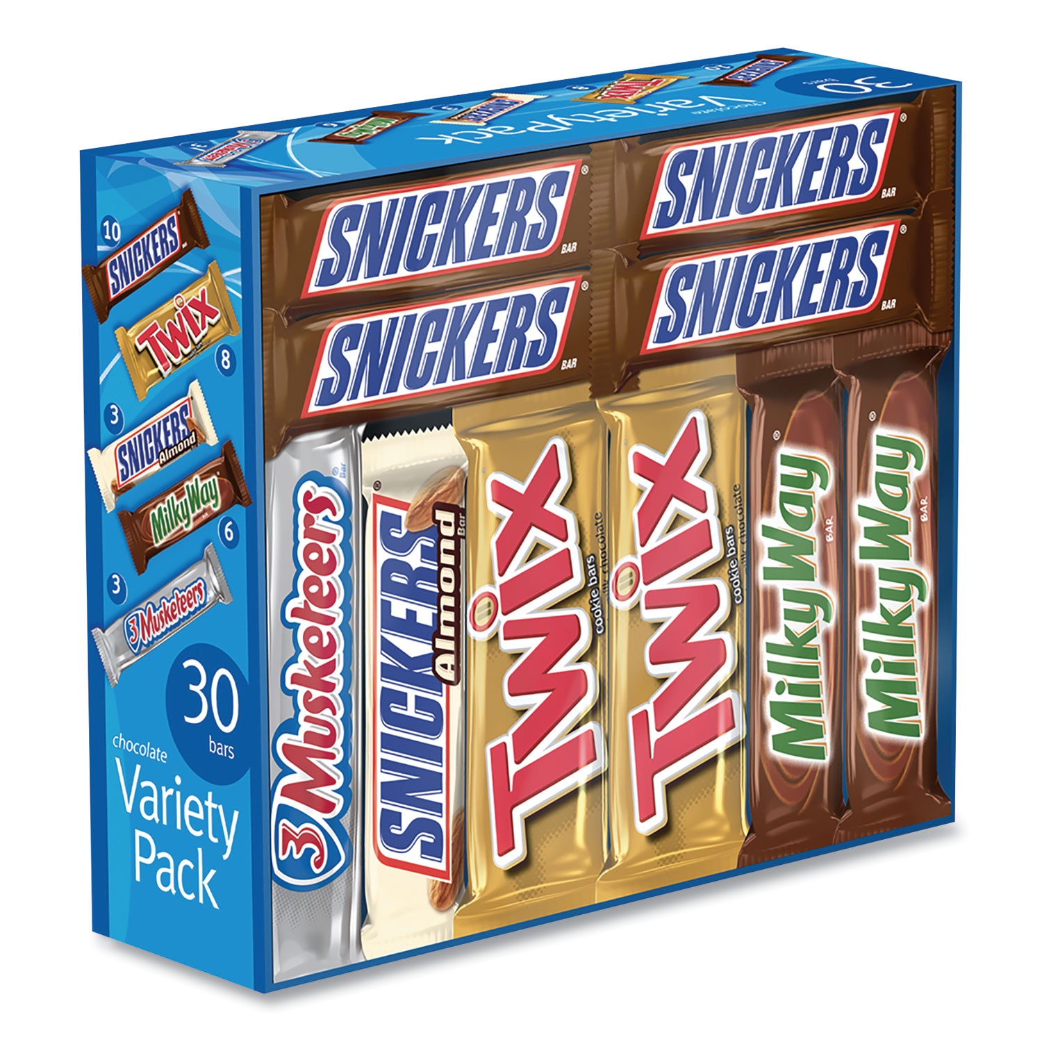 SNICKERS, TWIX, MILKY WAY & 3 MUSKETEERS Variety Pack Chocolate Candy Bar  Assortment, 18 Bars
