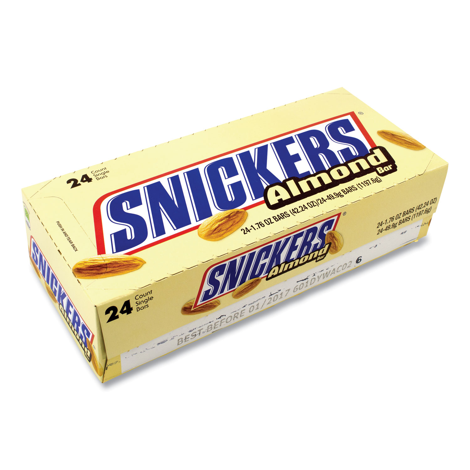  Snickers 1105 Almond Bar, 1.76 oz Bar, 24 Bars/Box, Free Delivery in 1-4 Business Days (GRR20902448) 