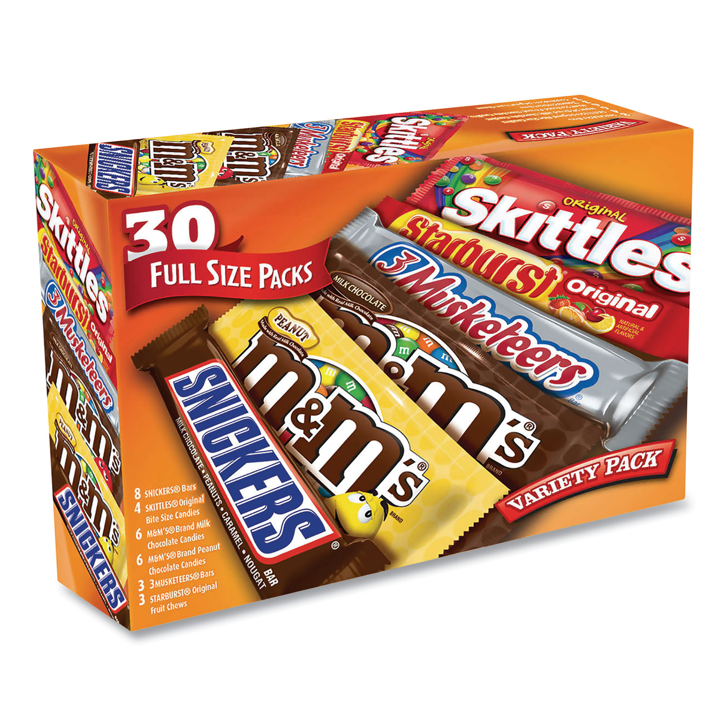 MARS Full-Size Candy Bars Variety Pack, Assorted, 30/Box, Free Delivery in 1-4 Business Days