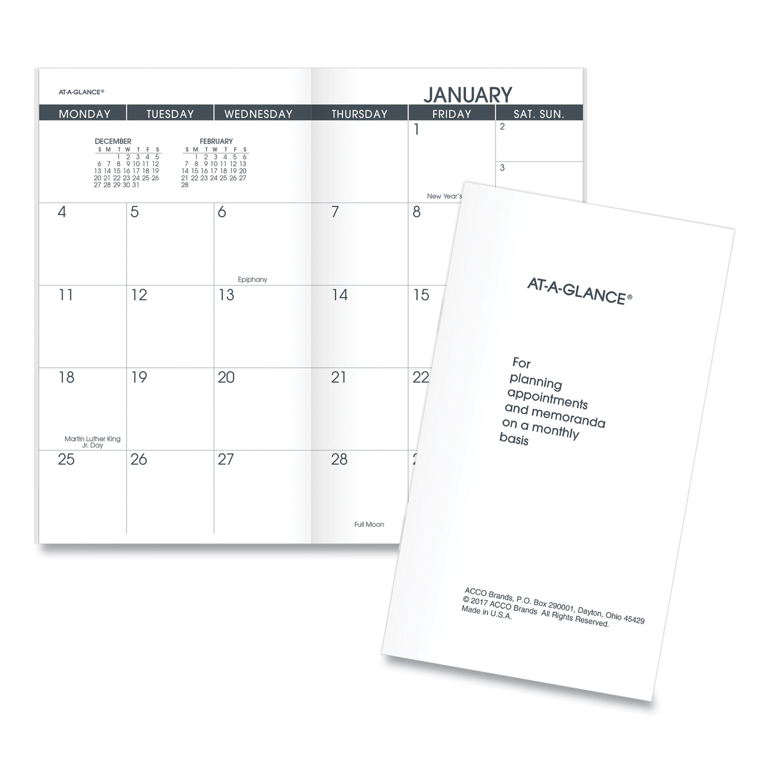 At-A-Glance 7090610 3 1/2 x 6 1/8 Pocket Size Monthly January