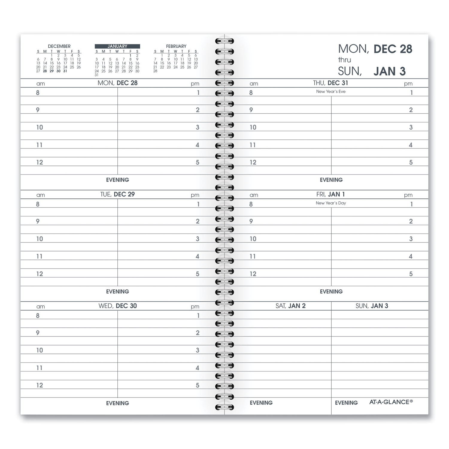  AT-A-GLANCE 7090410 Weekly Appointment Book Refill Hourly Ruled, 6 1/4 x 3 1/4, 2020 (AAG7090410) 