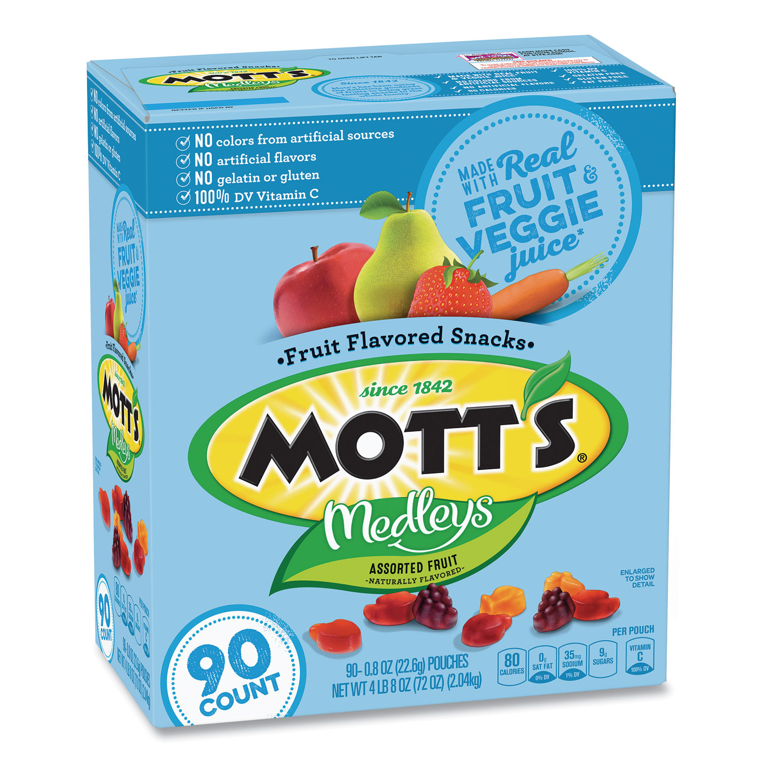  Mott's 66002 Medleys Fruit Snacks, 0.8 oz Pouch, 90 Pouches/Box, Free Delivery in 1-4 Business Days (GRR20900325) 